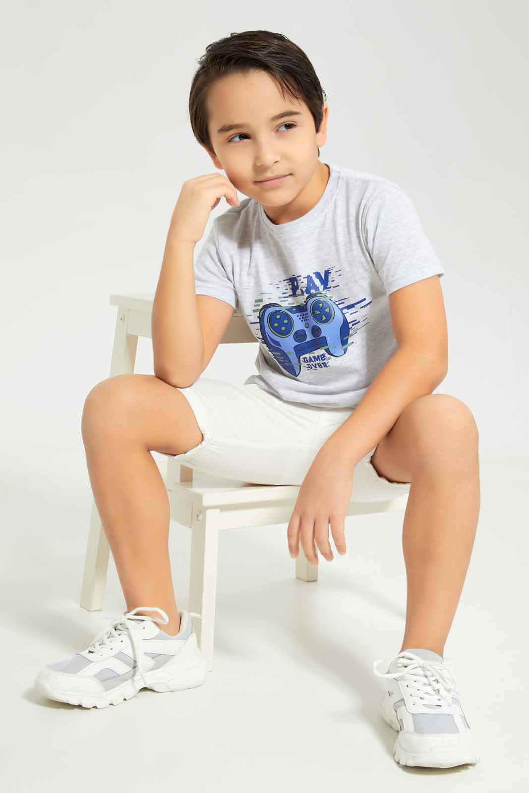 Redtag-Boys-White-Pullon-Shortds-BOY-Shorts,-Category:Shorts,-Colour:Beige,-Deals:New-In,-Dept:Boys,-Filter:Boys-(2-to-8-Yrs),-New-In-BOY-APL,-Non-Sale,-S23C,-Section:Boys-(0-to-14Yrs)-Boys-2 to 8 Years