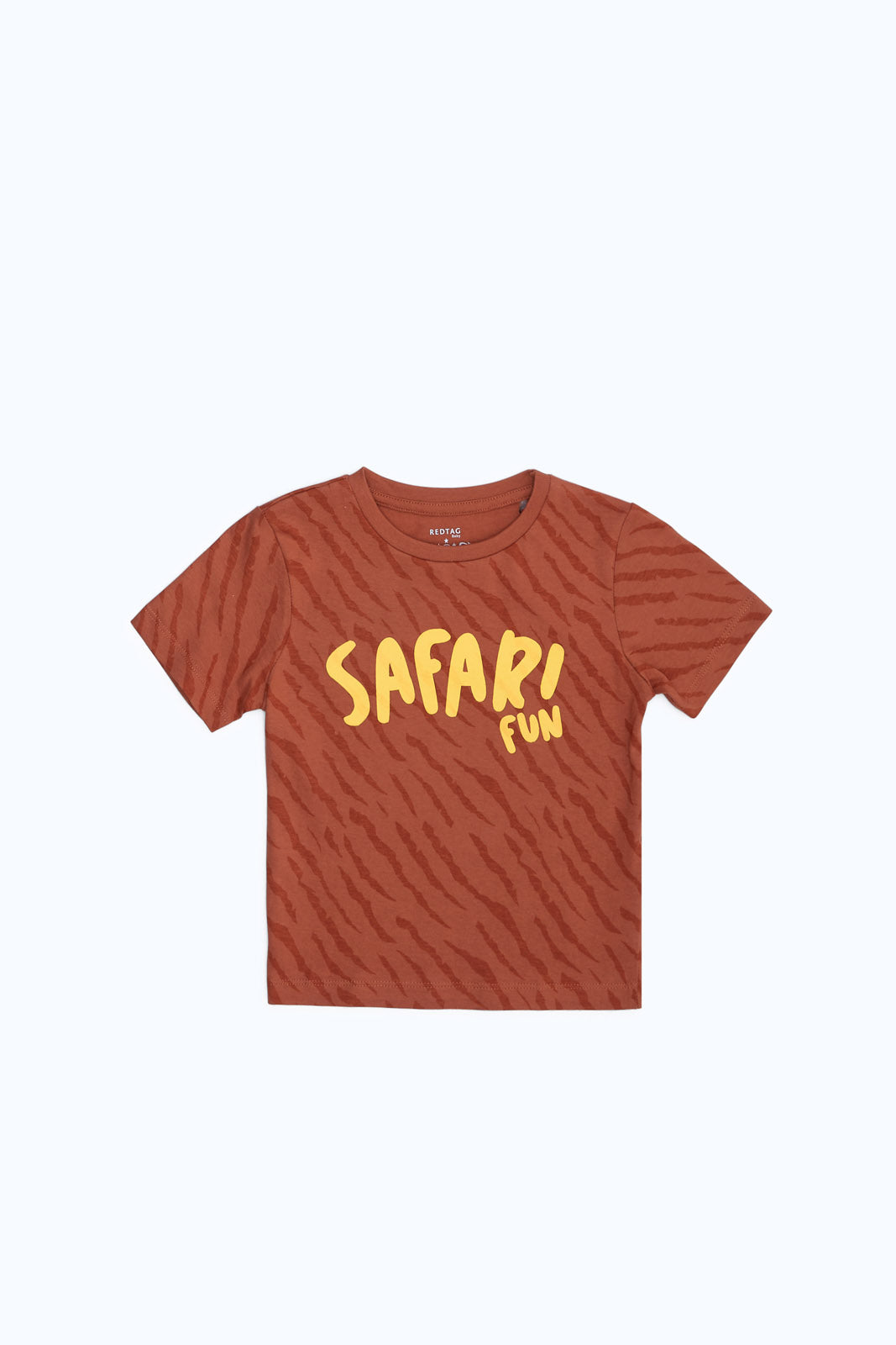 Redtag-Boys-Rust-Safari-Aop-Ss-T-Shirt-Category:T-Shirts,-Colour:Orange,-Deals:New-In,-Dept:Boys,-Filter:Infant-Boys-(3-to-24-Mths),-INB-T-Shirts,-New-In-INB-APL,-Non-Sale,-S23B,-Section:Boys-(0-to-14Yrs),-TBL-Infant-Boys-3 to 24 Months