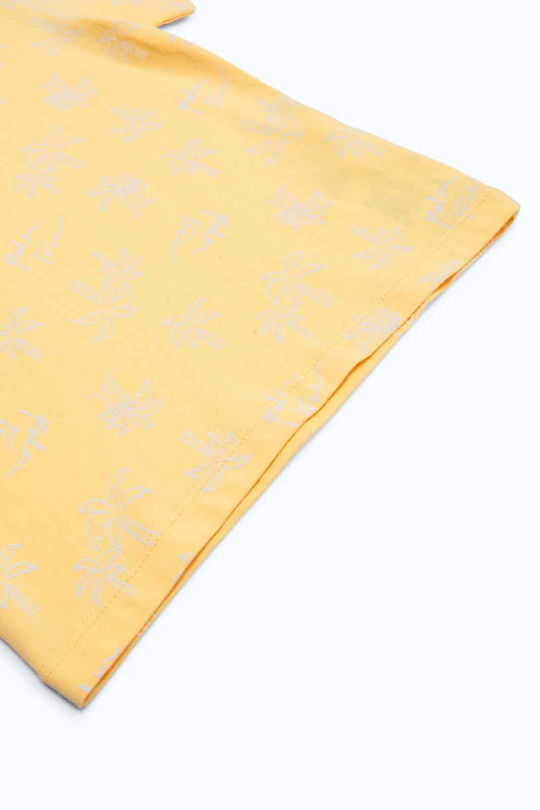 Redtag-Boys-Yellow-Aop-Palm-Ss-T-Shirt-Category:T-Shirts,-Colour:Yellow,-Deals:New-In,-Dept:Boys,-Filter:Infant-Boys-(3-to-24-Mths),-INB-T-Shirts,-New-In-INB-APL,-Non-Sale,-S23B,-Section:Boys-(0-to-14Yrs),-TBL-Infant-Boys-3 to 24 Months