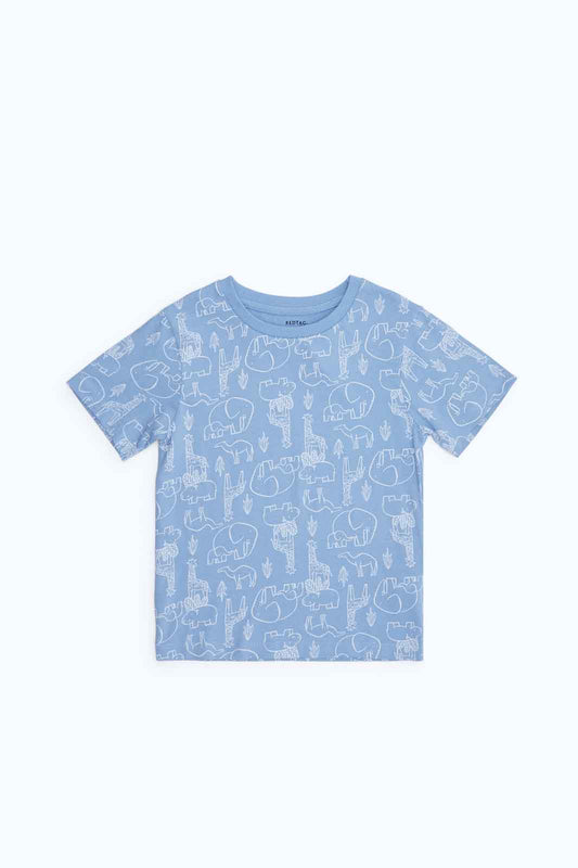 Redtag-Boys-Blue-Aop-Elephant-Ss-T-Shirt-Category:T-Shirts,-Colour:Blue,-Deals:New-In,-Dept:Boys,-Filter:Infant-Boys-(3-to-24-Mths),-INB-T-Shirts,-New-In-INB-APL,-Non-Sale,-S23B,-Section:Boys-(0-to-14Yrs),-TBL-Infant-Boys-3 to 24 Months