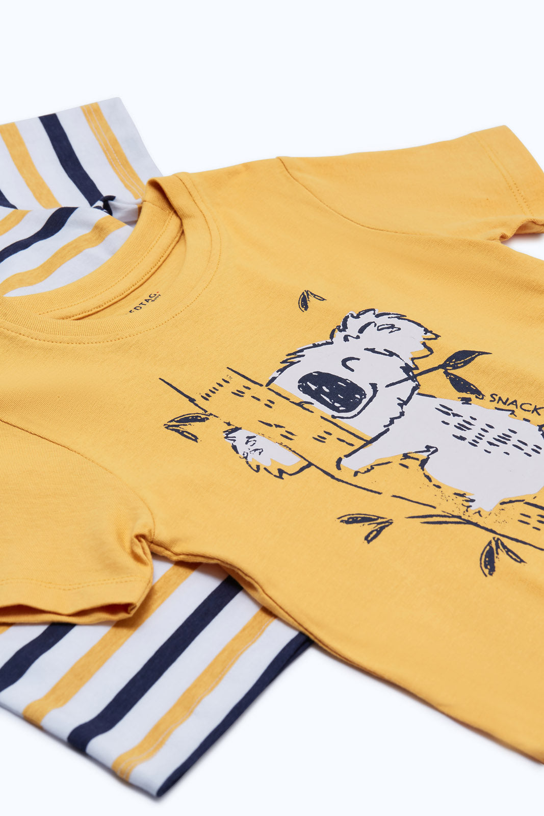 Redtag-Boys-Navy-And-Yellow-Solid/Stripe-And-Aop-Ss-3-Pack-Tee-Category:T-Shirts,-Colour:Navy,-Deals:New-In,-Dept:Boys,-Filter:Infant-Boys-(3-to-24-Mths),-H1:KWR,-H2:INB,-H3:TSH,-H4:TSH,-INB-T-Shirts,-New-In-INB-APL,-Non-Sale,-S23B,-Season:S23B,-Section:Boys-(0-to-14Yrs)-Infant-Boys-3 to 24 Months