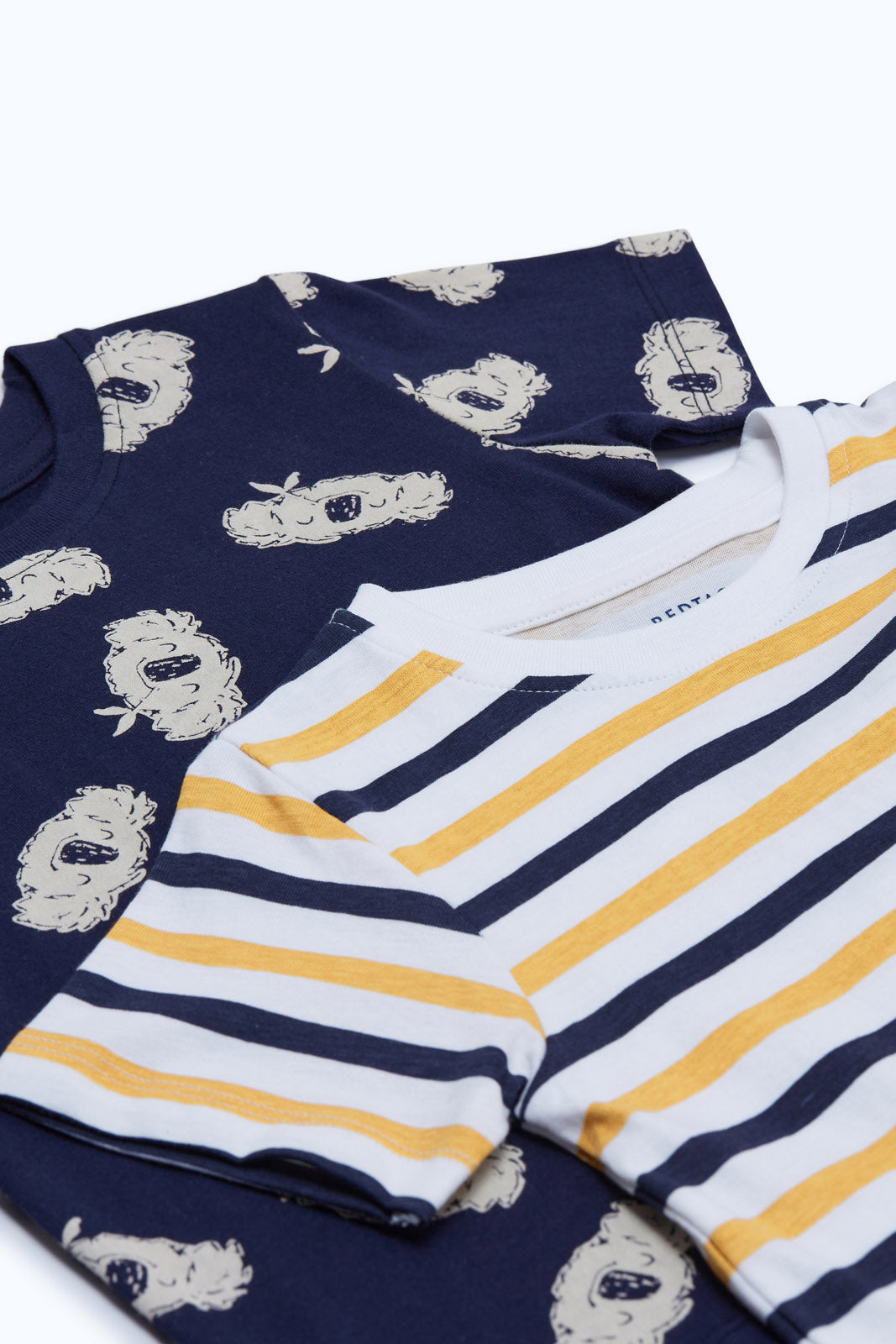 Redtag-Boys-Navy-And-Yellow-Solid/Stripe-And-Aop-Ss-3-Pack-Tee-Category:T-Shirts,-Colour:Navy,-Deals:New-In,-Dept:Boys,-Filter:Infant-Boys-(3-to-24-Mths),-H1:KWR,-H2:INB,-H3:TSH,-H4:TSH,-INB-T-Shirts,-New-In-INB-APL,-Non-Sale,-S23B,-Season:S23B,-Section:Boys-(0-to-14Yrs)-Infant-Boys-3 to 24 Months