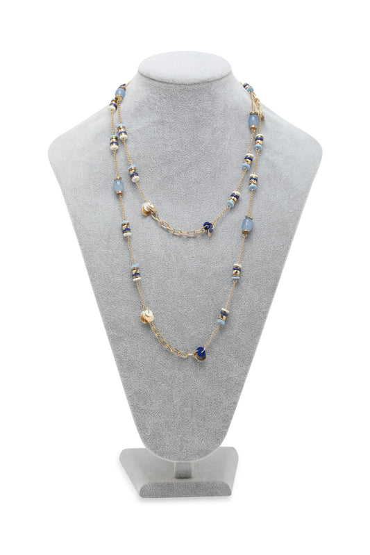 Redtag-Gold--Blue-Necklace-Category:Jewellery,-Colour:Gold,-Filter:Women's-Accessories,-LEC-Jewellery,-New-In,-New-In-Women-ACC,-Non-Sale,-S23A,-Section:Women-Women-