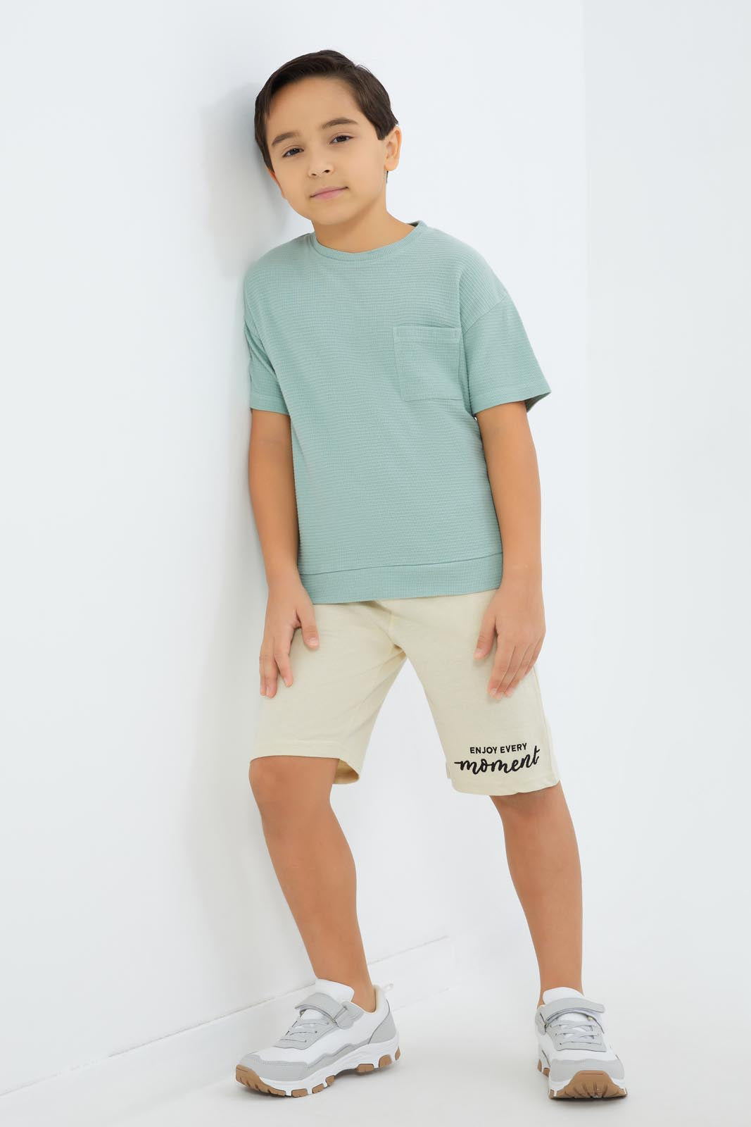 Redtag-Boys-Mint-Over-Size-Waffle-T-Shirt-BOY-T-Shirts,-Category:T-Shirts,-CHA,-Colour:Mint,-Deals:New-In,-Dept:Boys,-Filter:Boys-(2-to-8-Yrs),-New-In-BOY-APL,-Non-Sale,-S23C,-Section:Boys-(0-to-14Yrs)-Boys-2 to 8 Years