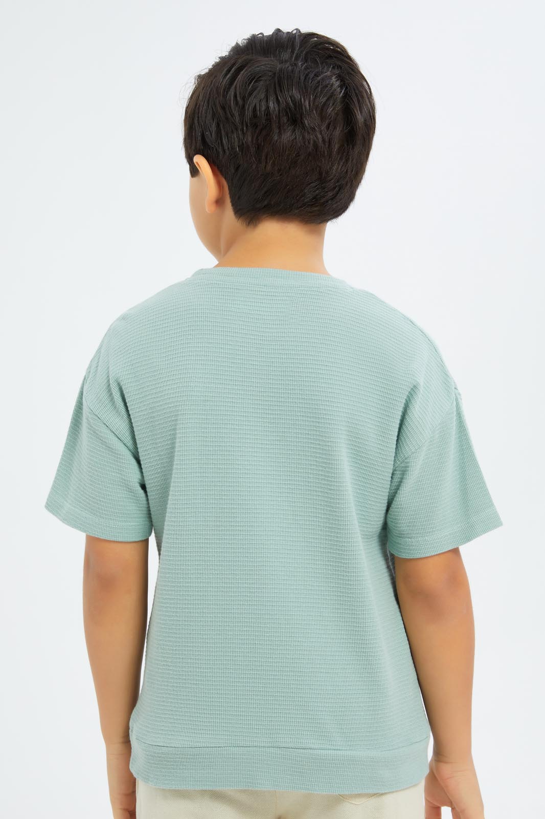 Redtag-Boys-Mint-Over-Size-Waffle-T-Shirt-BOY-T-Shirts,-Category:T-Shirts,-CHA,-Colour:Mint,-Deals:New-In,-Dept:Boys,-Filter:Boys-(2-to-8-Yrs),-New-In-BOY-APL,-Non-Sale,-S23C,-Section:Boys-(0-to-14Yrs)-Boys-2 to 8 Years