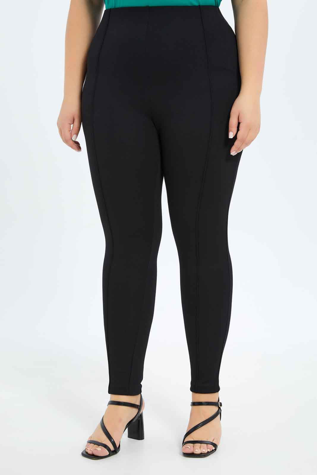 Redtag-Women--Black-Skinny-Fit-Pin-Tuck-Detailed-Leggings-Category:Leggings,-Colour:Black,-Deals:New-In,-Dept:Ladieswear,-Filter:Plus-Size,-LDP-Leggings,-New-In-LDP-APL,-Non-Sale,-S23B,-Section:Women,-TBL-Women's-