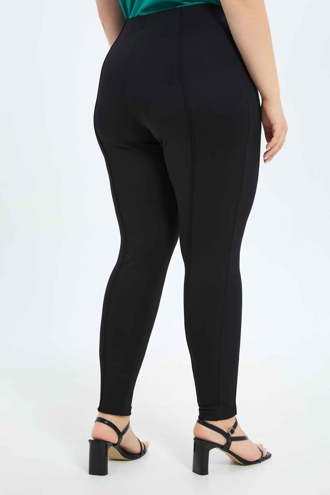 Redtag-Women--Black-Skinny-Fit-Pin-Tuck-Detailed-Leggings-Category:Leggings,-Colour:Black,-Deals:New-In,-Dept:Ladieswear,-Filter:Plus-Size,-LDP-Leggings,-New-In-LDP-APL,-Non-Sale,-S23B,-Section:Women,-TBL-Women's-