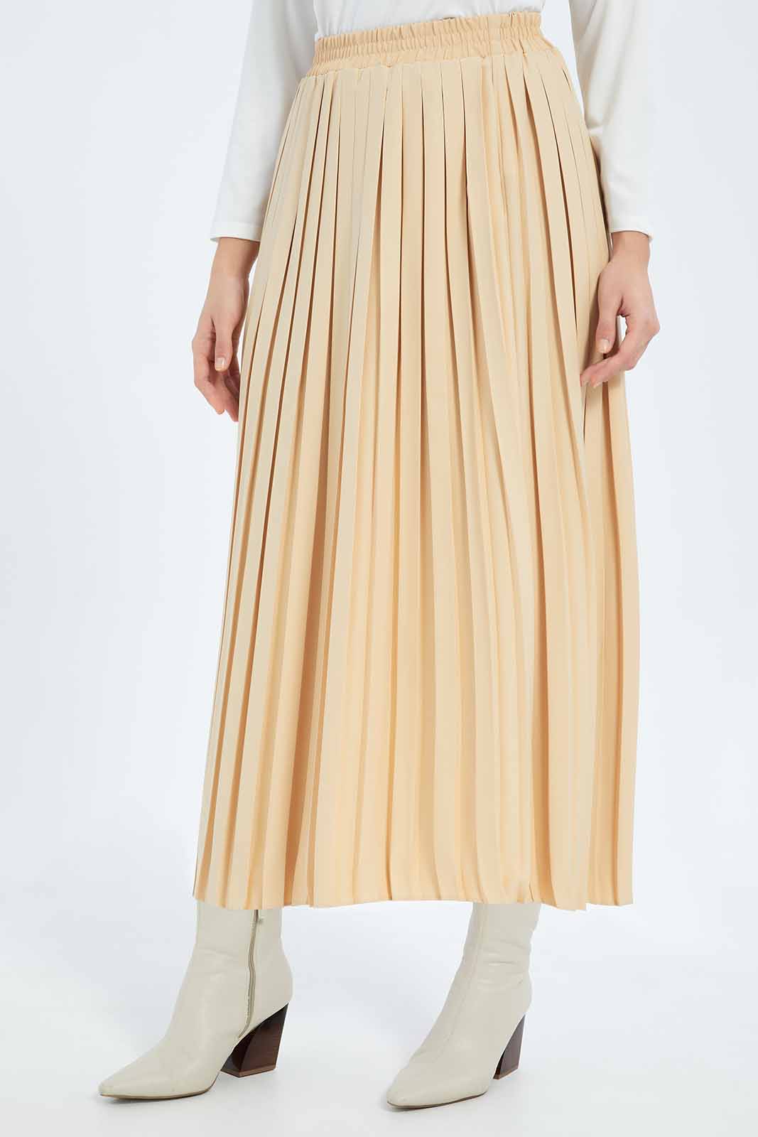 Redtag-Women-Pleated-Midi-Skirt-Category:Skirts,-Colour:Beige,-Deals:New-In,-Dept:Ladieswear,-Filter:Women's-Clothing,-LMC,-New-In-Women-APL,-Non-Sale,-S23B,-Section:Women,-Women-Skirts--