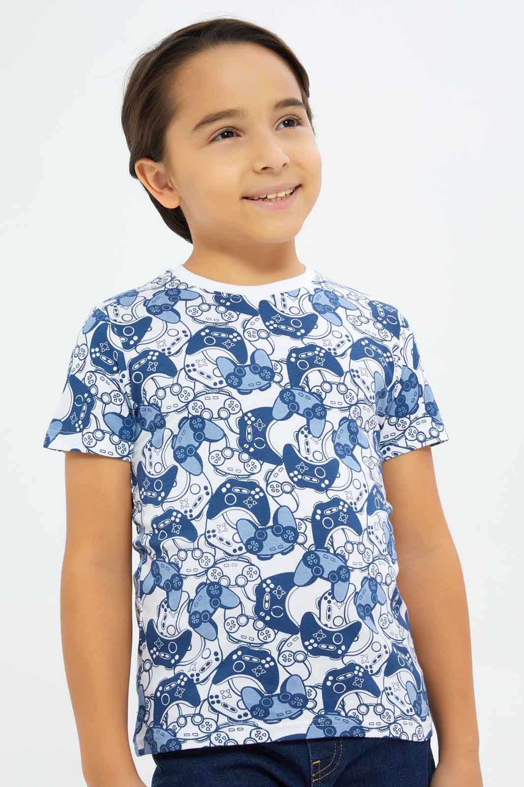 Redtag-Boys-White-Game-Aop-T-Shirt-BOY-T-Shirts,-Category:T-Shirts,-CHA,-Colour:White,-Deals:New-In,-Dept:Boys,-Filter:Boys-(2-to-8-Yrs),-New-In-BOY-APL,-Non-Sale,-S23B,-Section:Boys-(0-to-14Yrs),-TBL-Boys-2 to 8 Years