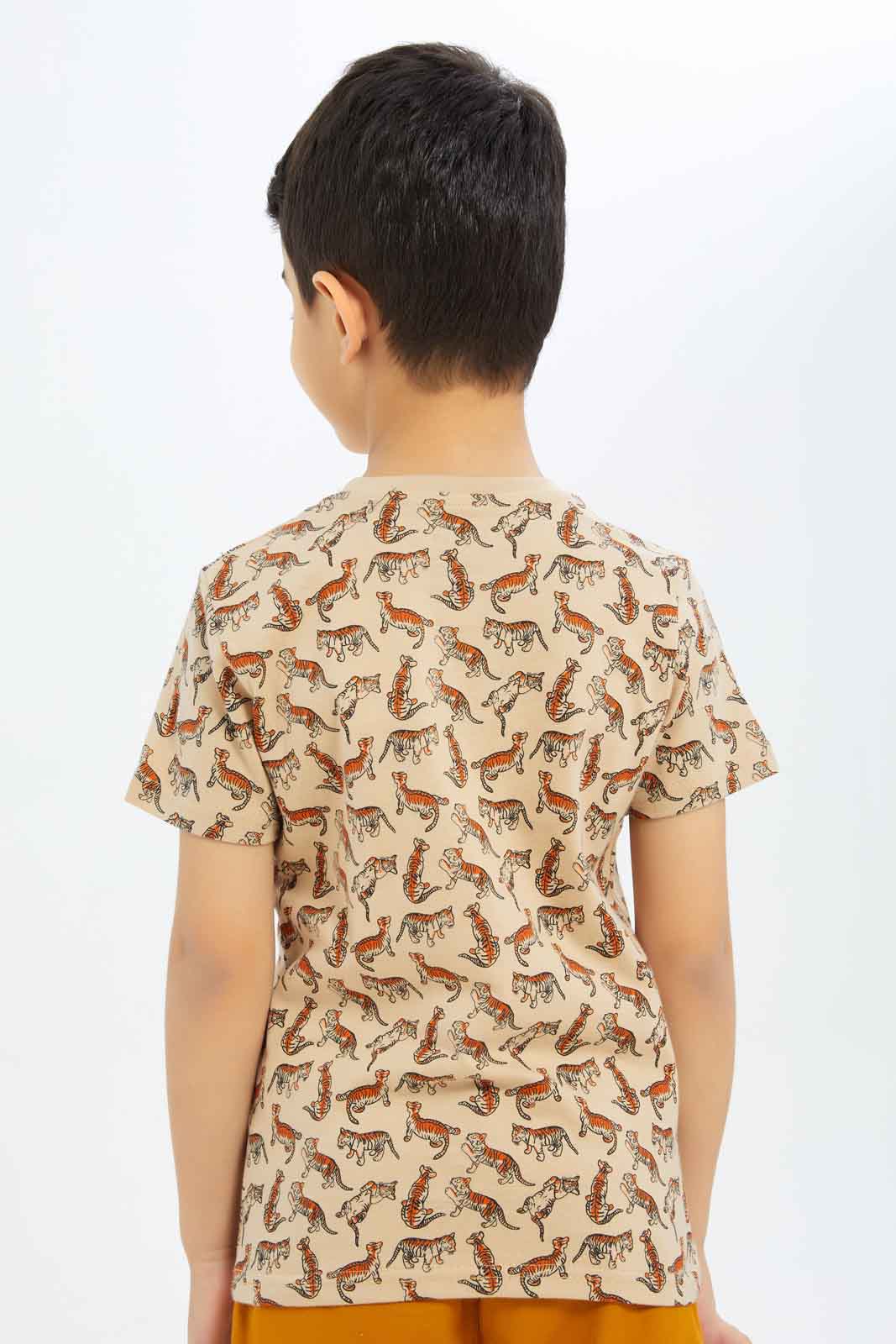 Redtag-Boys-Beige-Tiger-Aop-T-Shirt-BOY-T-Shirts,-Category:T-Shirts,-CHA,-Colour:Beige,-Deals:New-In,-Dept:Boys,-Filter:Boys-(2-to-8-Yrs),-New-In-BOY-APL,-Non-Sale,-S23B,-Section:Boys-(0-to-14Yrs),-TBL-Boys-2 to 8 Years