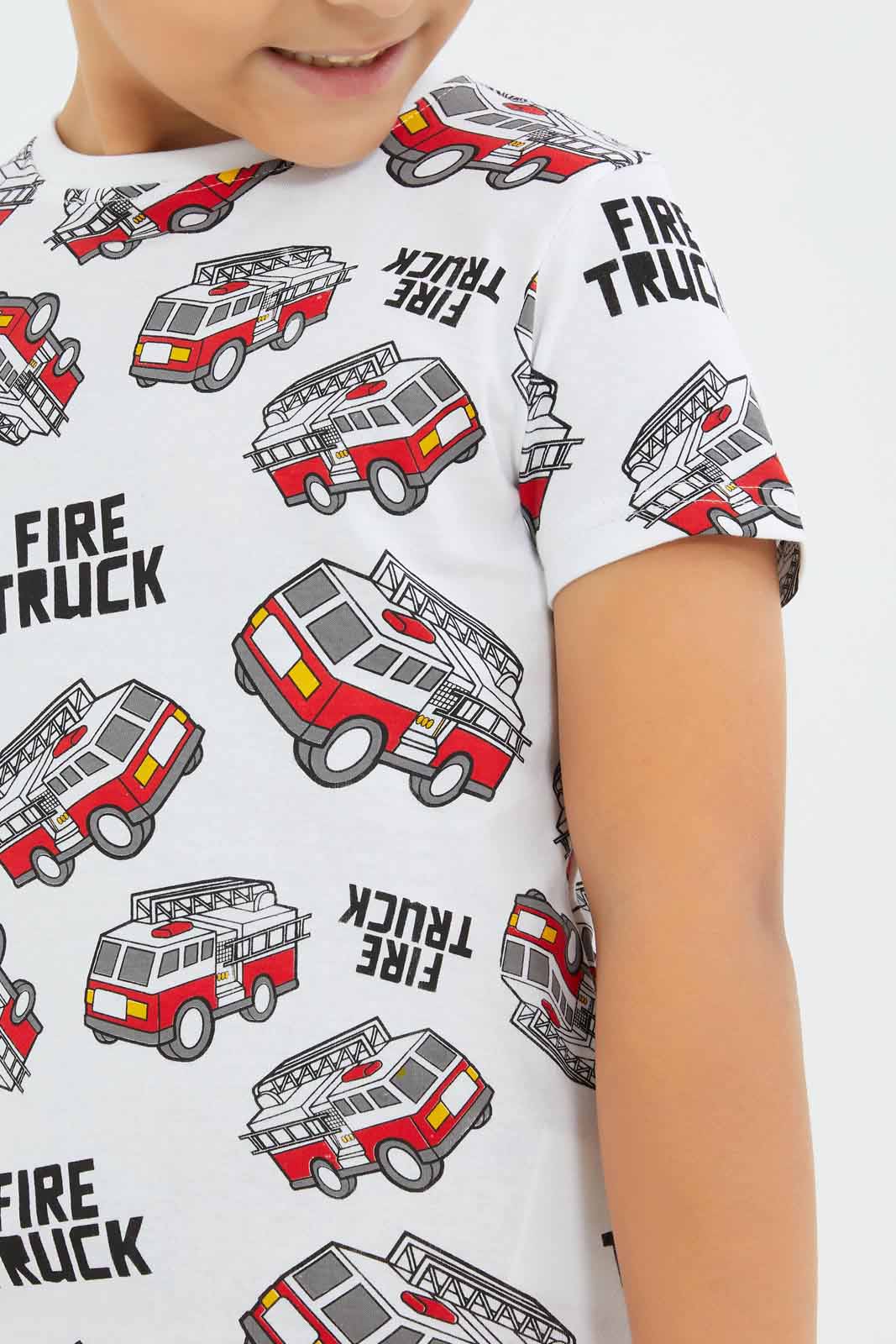 Redtag-Boys-White-Fire-Truck-Aop-T-Shirt-BOY-T-Shirts,-Category:T-Shirts,-CHA,-Colour:White,-Deals:New-In,-Dept:Boys,-Filter:Boys-(2-to-8-Yrs),-New-In-BOY-APL,-Non-Sale,-S23B,-Section:Boys-(0-to-14Yrs),-TBL-Boys-2 to 8 Years