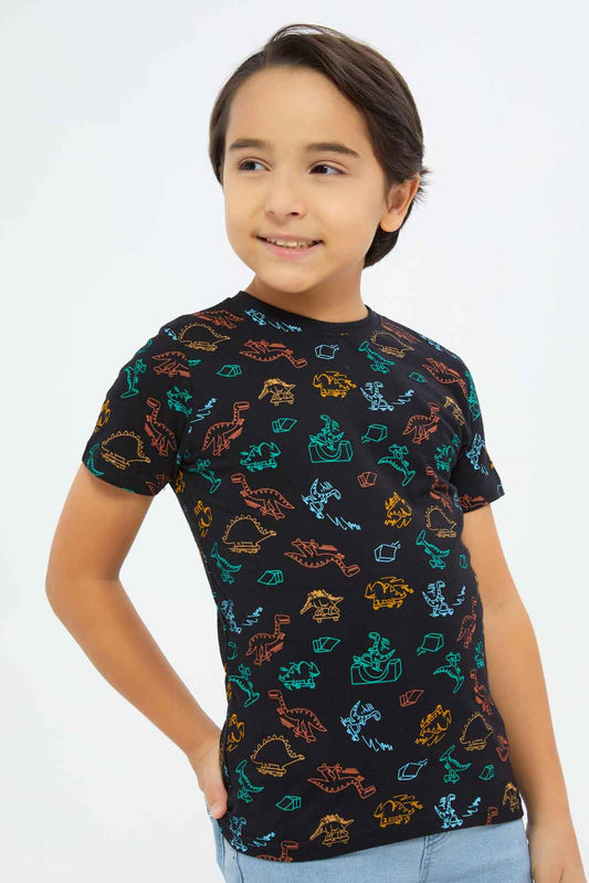 Redtag-Boys-Black-Dion-Aop-T-Shirt-BOY-T-Shirts,-Category:T-Shirts,-CHA,-Colour:Black,-Deals:New-In,-Dept:Boys,-Filter:Boys-(2-to-8-Yrs),-New-In-BOY-APL,-Non-Sale,-S23B,-Section:Boys-(0-to-14Yrs),-TBL-Boys-2 to 8 Years