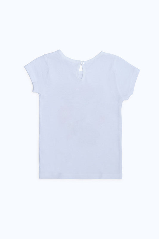 Redtag-Girls-White-Placement-Print-T-Shirt-Category:T-Shirts,-Colour:White,-Deals:New-In,-Dept:Girls,-Filter:Infant-Girls-(3-to-24-Mths),-ING-T-Shirts,-New-In-ING-APL,-Non-Sale,-S23B,-Section:Girls-(0-to-14Yrs)-Infant-Girls-3 to 24 Months