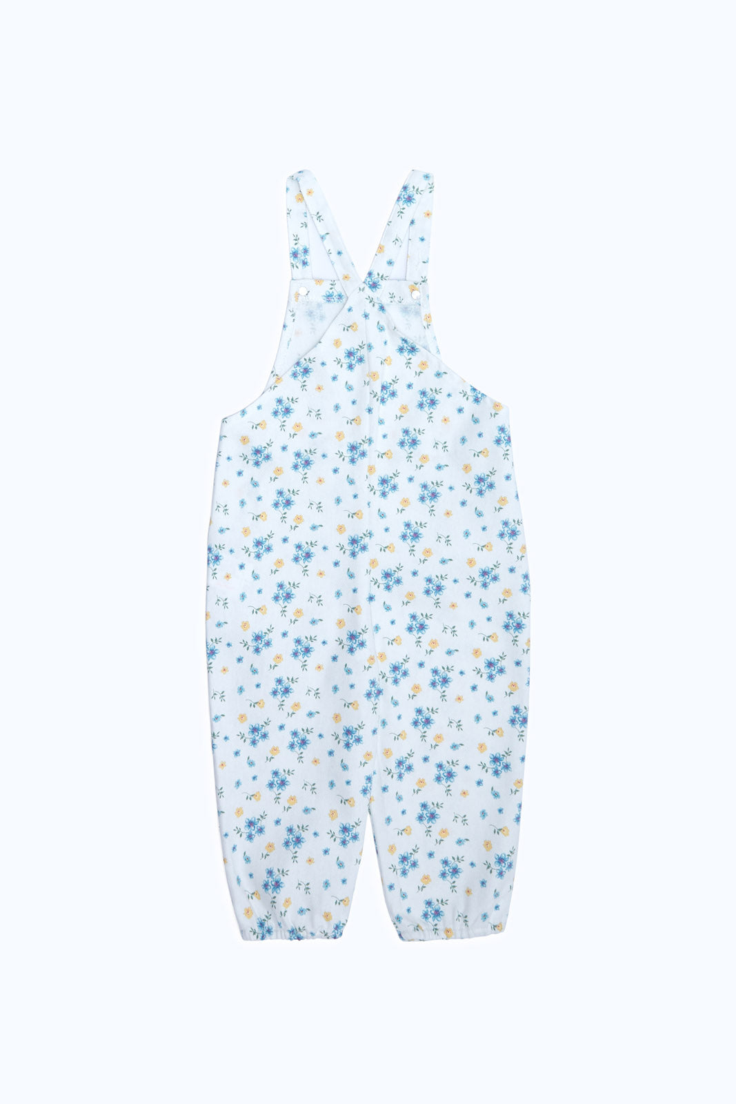 Redtag-Girls-Ivory-Floral-Aop-Denim-Jumpsuit-Category:Jumpsuits,-Colour:Ivory,-Deals:New-In,-Dept:Girls,-Filter:Infant-Girls-(3-to-24-Mths),-ING-Jumpsuits,-New-In-ING-APL,-Non-Sale,-S23B,-Section:Girls-(0-to-14Yrs)-Infant-Girls-3 to 24 Months