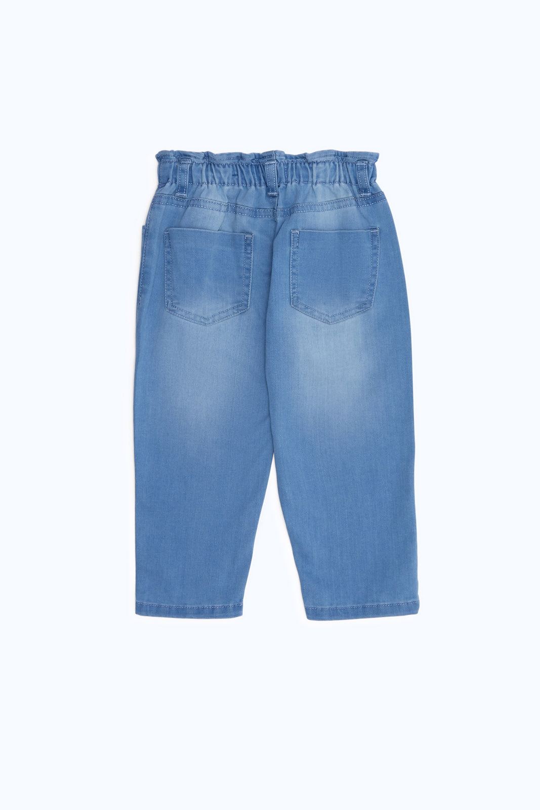 Redtag-Girls-Blue-Knit-Papaerbag-Jeans-Category:Jeans,-Colour:Blue,-Deals:2-FOR-69,-Deals:New-In,-Dept:Girls,-Filter:Infant-Girls-(3-to-24-Mths),-H1:KWR,-H2:ING,-H3:DNB,-H4:JNS,-ING-Jeans,-New-In-ING-APL,-Non-Sale,-S23B,-Season:S23B,-Section:Girls-(0-to-14Yrs)-Infant-Girls-3 to 24 Months