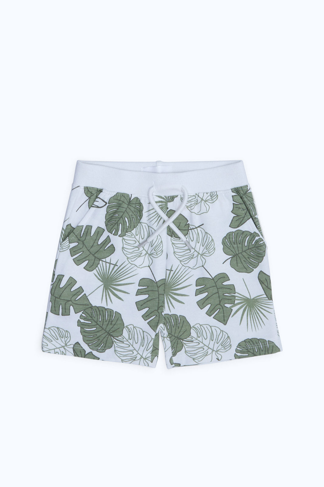 Redtag-Boys-White-Aop-Leaf-Short-Category:Shorts,-Colour:White,-Deals:New-In,-Dept:Boys,-Filter:Infant-Boys-(3-to-24-Mths),-INB-Shorts,-New-In-INB-APL,-Non-Sale,-S23B,-Section:Boys-(0-to-14Yrs),-TBL-Infant-Boys-3 to 24 Months