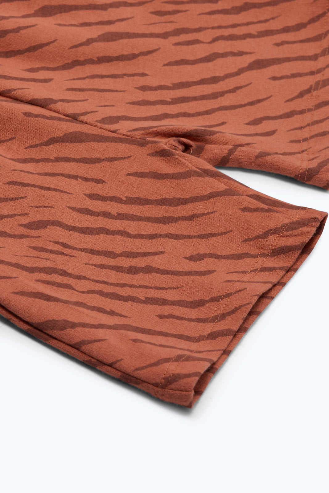 Redtag-Boys-Rust-Stripe-Printed-Terry-Short-Category:Shorts,-Colour:Orange,-Deals:New-In,-Dept:Boys,-Filter:Infant-Boys-(3-to-24-Mths),-INB-Shorts,-New-In-INB-APL,-Non-Sale,-S23B,-Section:Boys-(0-to-14Yrs),-TBL-Infant-Boys-3 to 24 Months