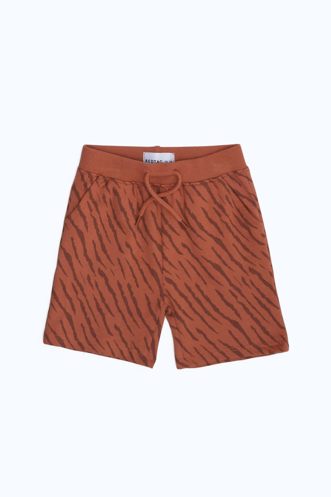 Redtag-Boys-Rust-Stripe-Printed-Terry-Short-Category:Shorts,-Colour:Orange,-Deals:New-In,-Dept:Boys,-Filter:Infant-Boys-(3-to-24-Mths),-INB-Shorts,-New-In-INB-APL,-Non-Sale,-S23B,-Section:Boys-(0-to-14Yrs),-TBL-Infant-Boys-3 to 24 Months