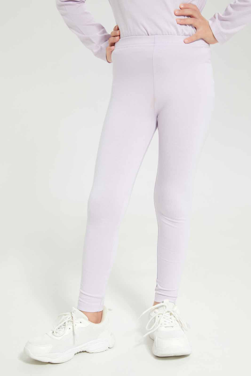 Redtag-Girls-Brown/Lilac-2-Pack-Leggings-Category:Leggings,-Colour:Assorted,-Deals:New-In,-Dept:Girls,-Filter:Girls-(2-to-8-Yrs),-GIR-Leggings,-New-In-GIR-APL,-Non-Sale,-S23A,-Section:Girls-(0-to-14Yrs),-VLM-Girls-2 to 8 Years