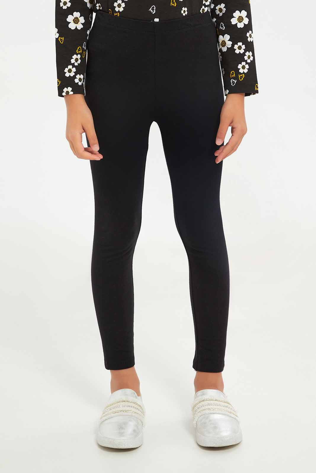 Redtag-Girls-Grey/Black-2-Pack-Leggings-Category:Leggings,-Colour:Assorted,-Deals:New-In,-Dept:Girls,-Filter:Girls-(2-to-8-Yrs),-GIR-Leggings,-New-In-GIR-APL,-Non-Sale,-S23A,-Section:Girls-(0-to-14Yrs),-VLM-Girls-2 to 8 Years