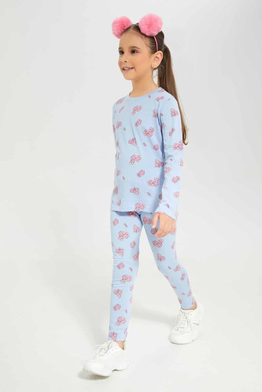 Redtag-Girls-Blue/Fuchsia-2-Pack-Leggings-Category:Leggings,-Colour:Assorted,-Deals:New-In,-Dept:Girls,-Filter:Girls-(2-to-8-Yrs),-GIR-Leggings,-New-In-GIR-APL,-Non-Sale,-S23A,-Section:Girls-(0-to-14Yrs),-VLM-Girls-2 to 8 Years