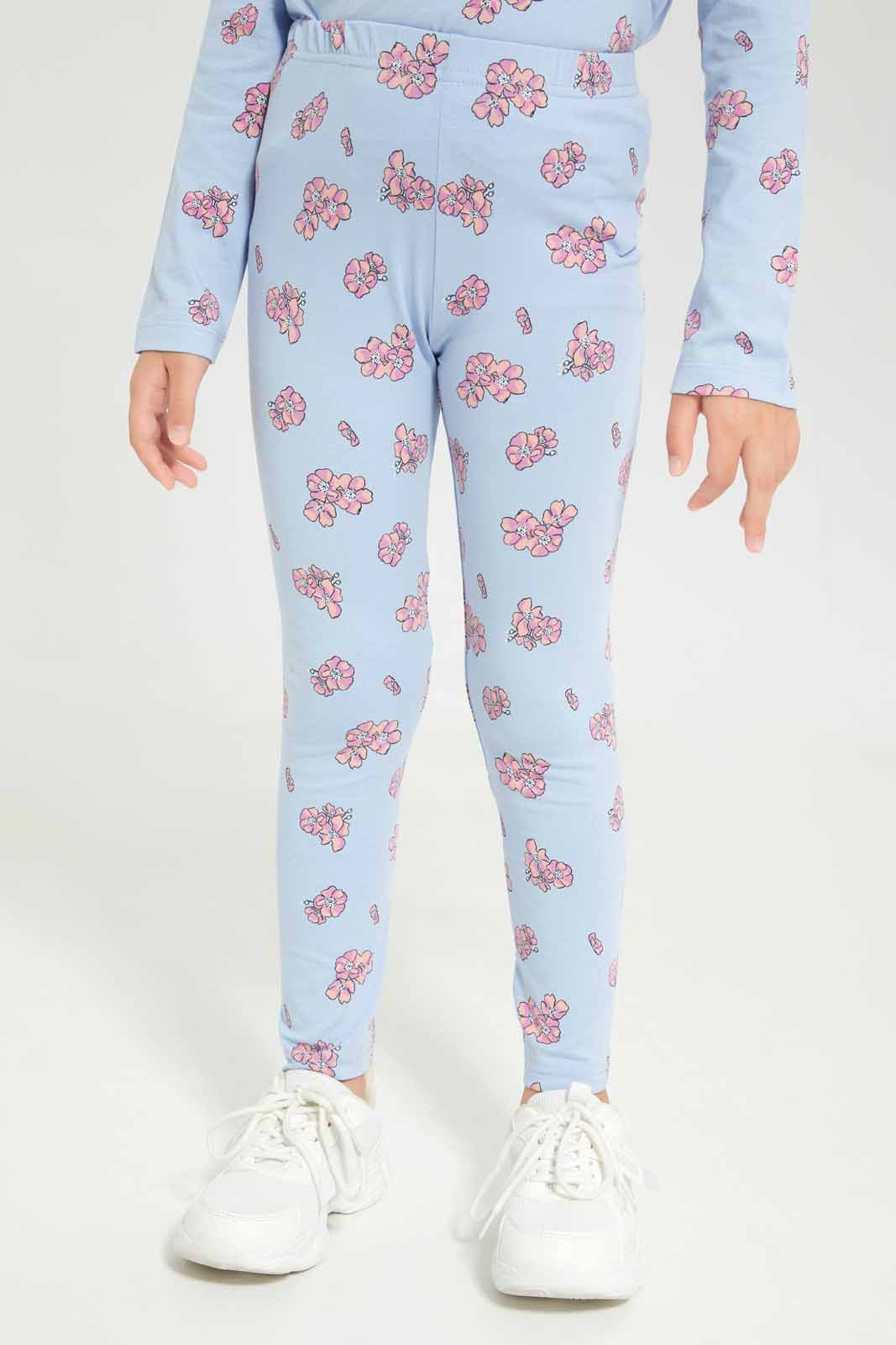 Redtag-Girls-Blue/Fuchsia-2-Pack-Leggings-Category:Leggings,-Colour:Assorted,-Deals:New-In,-Dept:Girls,-Filter:Girls-(2-to-8-Yrs),-GIR-Leggings,-New-In-GIR-APL,-Non-Sale,-S23A,-Section:Girls-(0-to-14Yrs),-VLM-Girls-2 to 8 Years