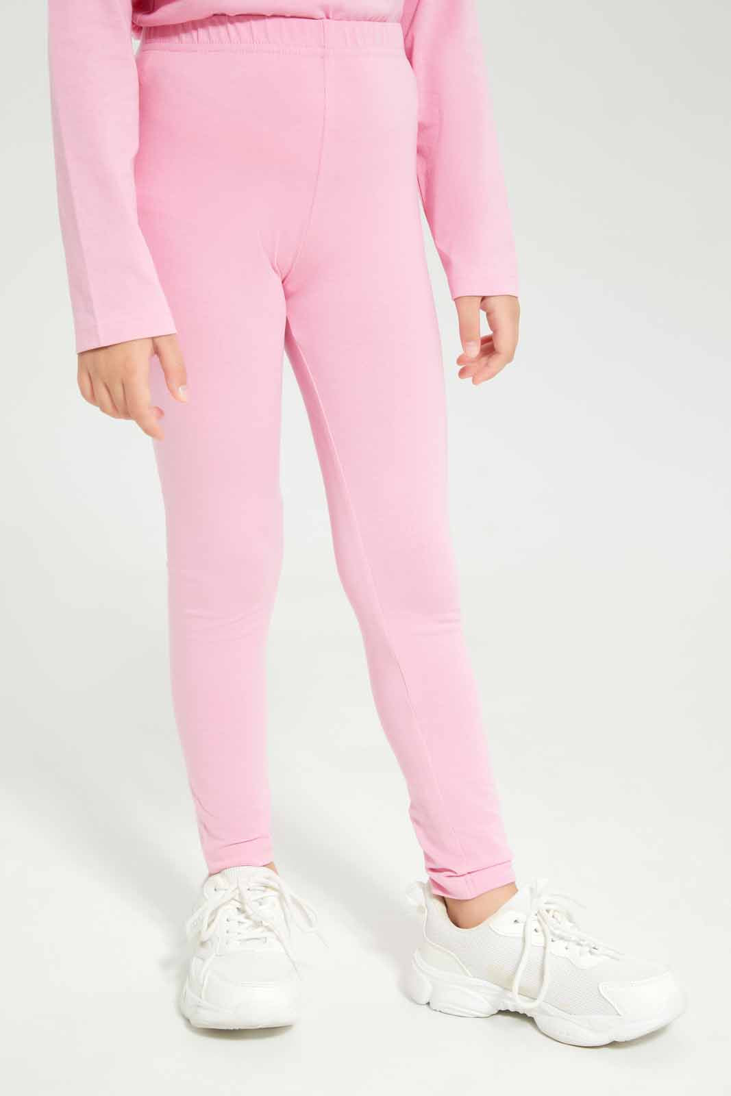 Redtag-Girls-Blue/Fuchsia-2-Pack-Leggings-Category:Leggings,-Colour:Assorted,-Deals:New-In,-Dept:Girls,-Filter:Girls-(2-to-8-Yrs),-GIR-Leggings,-New-In-GIR-APL,-Non-Sale,-S23A,-Section:Girls-(0-to-14Yrs),-VLM-Girls-2 to 8 Years