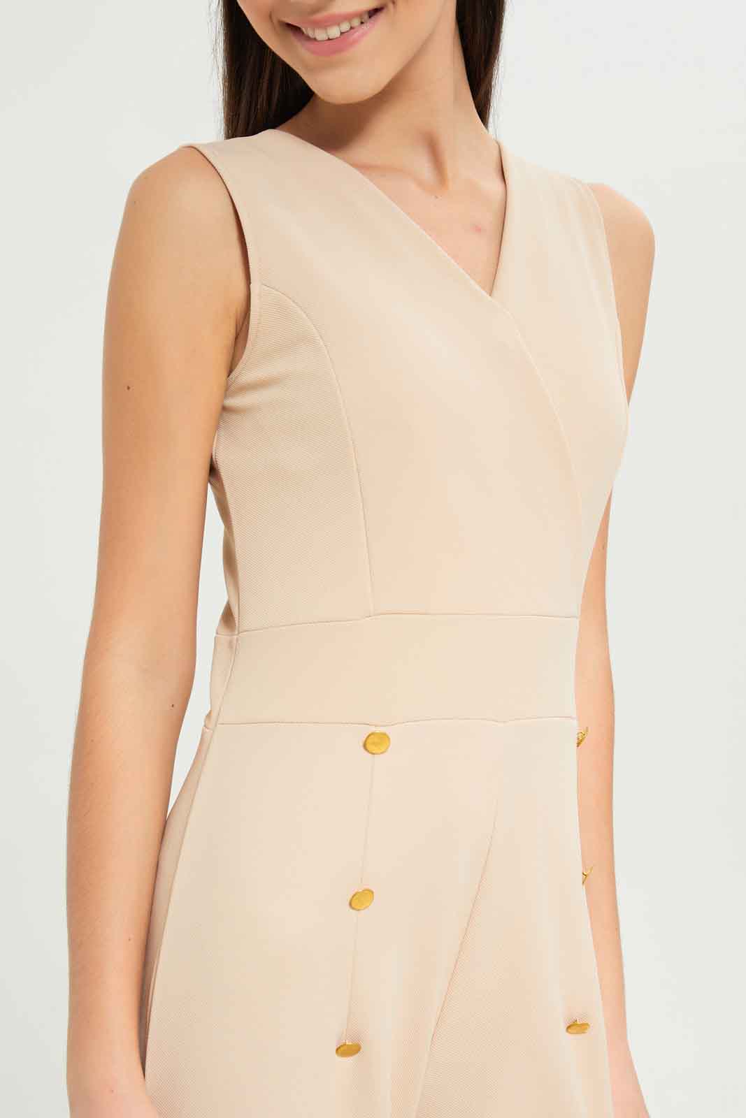 Redtag-Girls-Beige-Jumpsuite-Category:Dresses,-Colour:Beige,-Deals:New-In,-Dept:Girls,-EXE,-Filter:Senior-Girls-(8-to-14-Yrs),-GSR-Dresses,-New-In-GSR-APL,-Non-Sale,-S23B,-Section:Girls-(0-to-14Yrs)-Senior-Girls-9 to 14 Years
