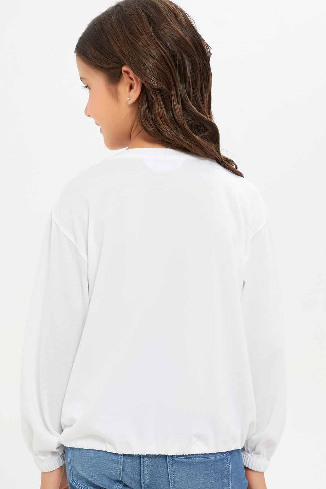 Redtag-Girls-White-Music-Sequence-Tee-Category:T-Shirts,-Colour:White,-Deals:New-In,-Dept:Girls,-Filter:Girls-(2-to-8-Yrs),-GIR-T-Shirts,-New-In-GIR-APL,-Non-Sale,-S23A,-Section:Girls-(0-to-14Yrs)-Girls-2 to 8 Years