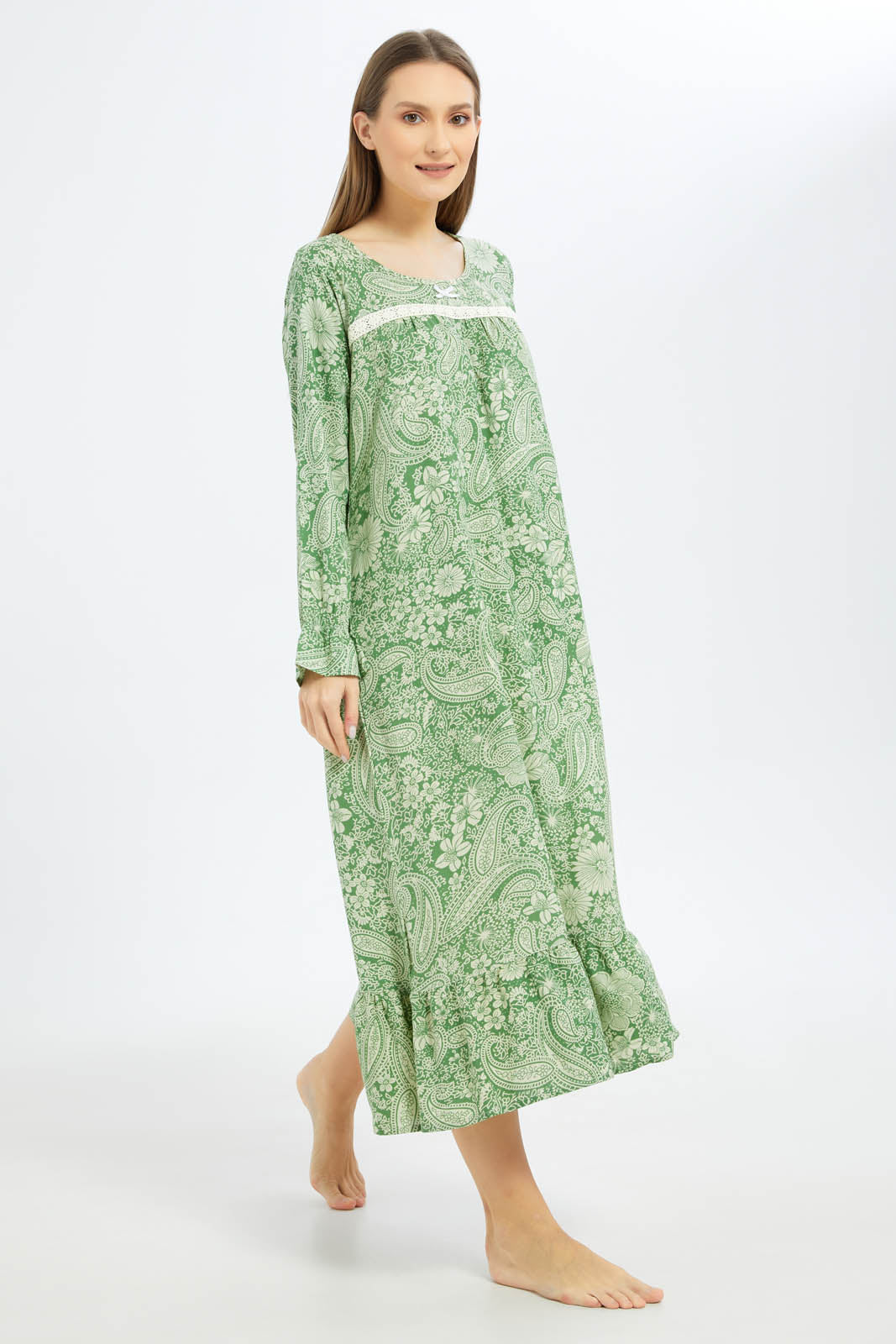 Redtag-Women-Green-Aop-Short-Sleeves-Nightgown-Category:Nightgowns,-Colour:Green,-Deals:New-In,-Dept:Ladieswear,-Filter:Women's-Clothing,-New-In-Women-APL,-Non-Sale,-S23B,-Section:Women,-Women-Nightgowns--