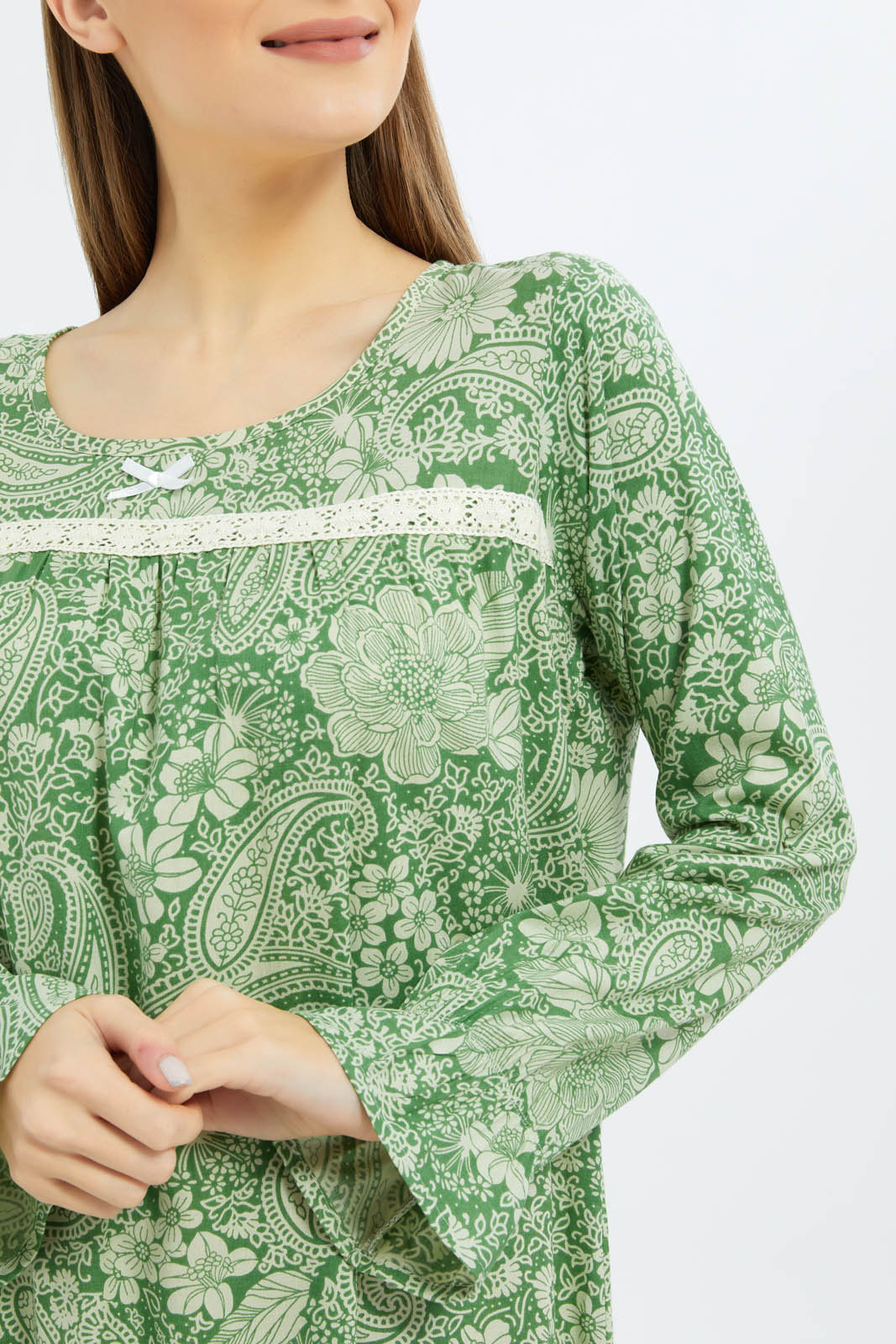 Redtag-Women-Green-Aop-Short-Sleeves-Nightgown-Category:Nightgowns,-Colour:Green,-Deals:New-In,-Dept:Ladieswear,-Filter:Women's-Clothing,-New-In-Women-APL,-Non-Sale,-S23B,-Section:Women,-Women-Nightgowns--