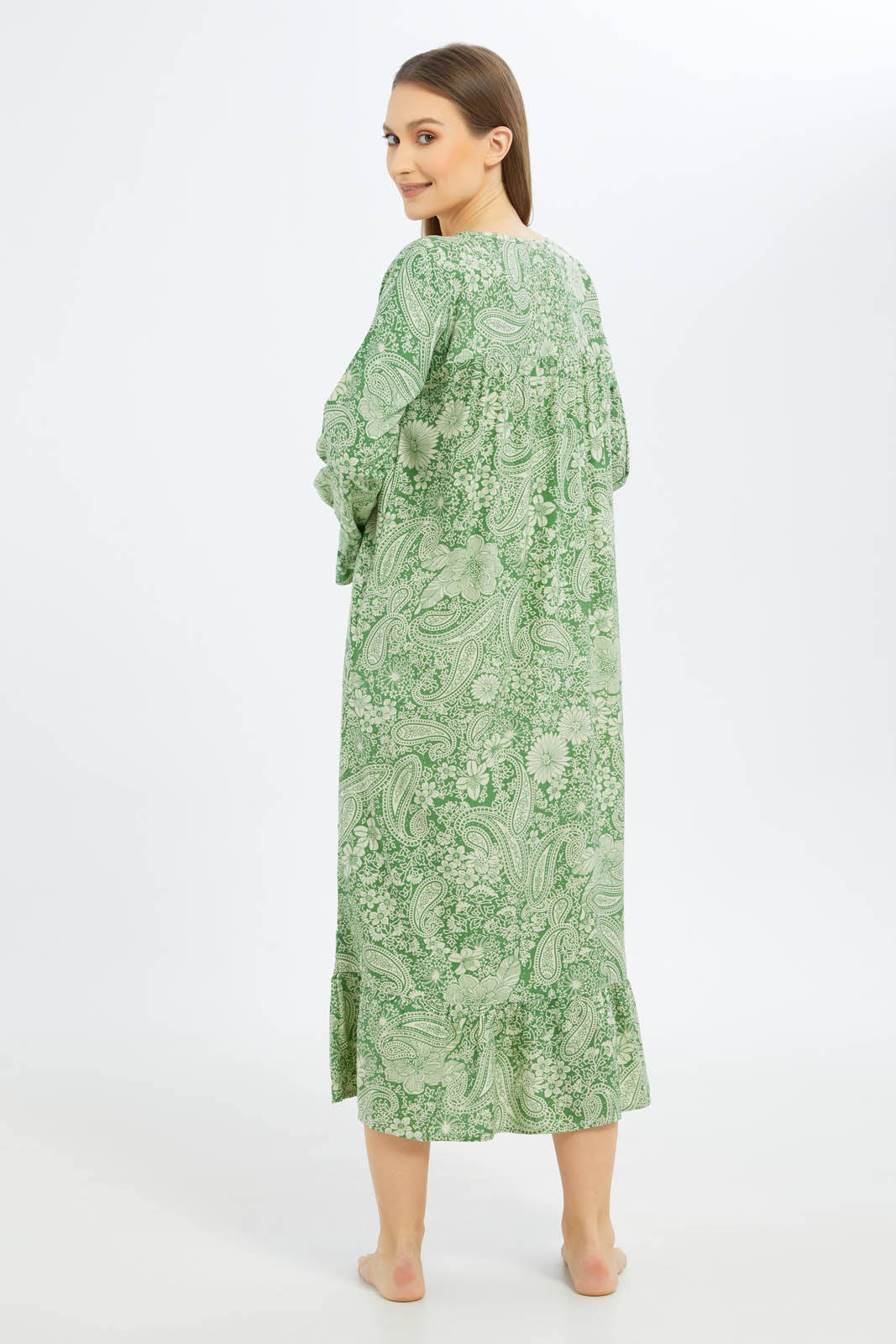 Redtag-Women-Green-Aop-Short-Sleeves-Nightgown-Category:Nightgowns,-Colour:Green,-Deals:New-In,-Dept:Ladieswear,-Filter:Women's-Clothing,-New-In-Women-APL,-Non-Sale,-S23B,-Section:Women,-Women-Nightgowns--