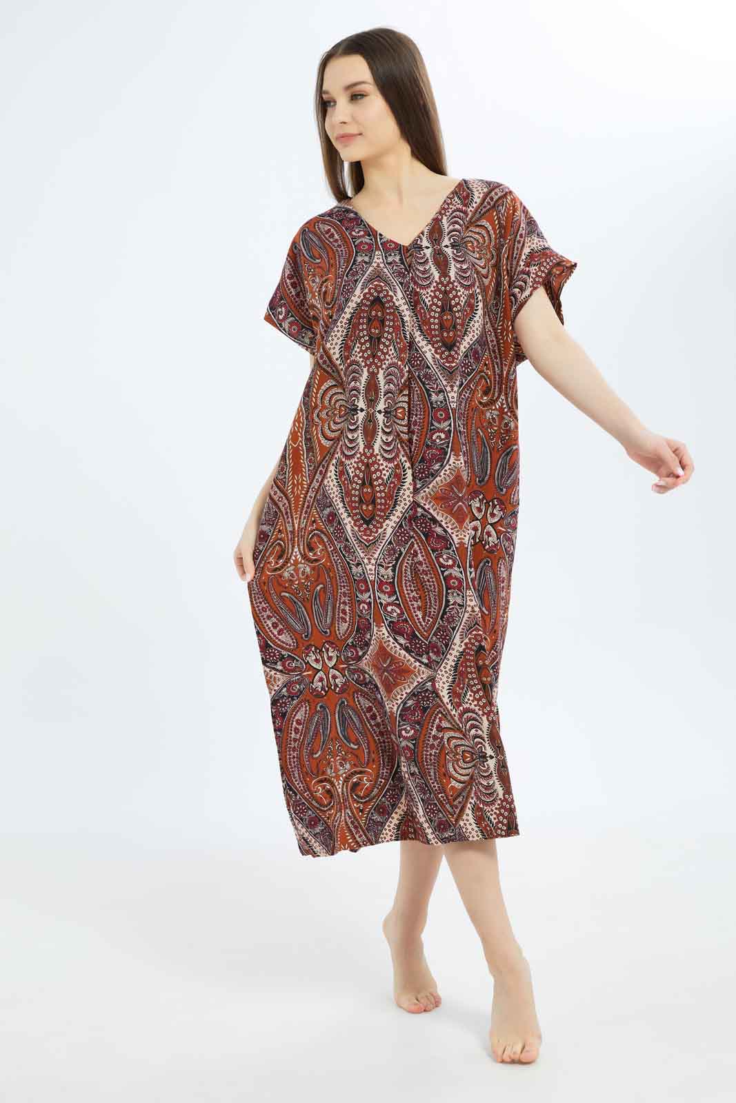 Redtag-Women-Assorted-Aop-Short-Sleeves-Nightgown-Category:Nightgowns,-Colour:Assorted,-Deals:New-In,-Dept:Ladieswear,-Filter:Women's-Clothing,-New-In-Women-APL,-Non-Sale,-S23B,-Section:Women,-Women-Nightgowns--