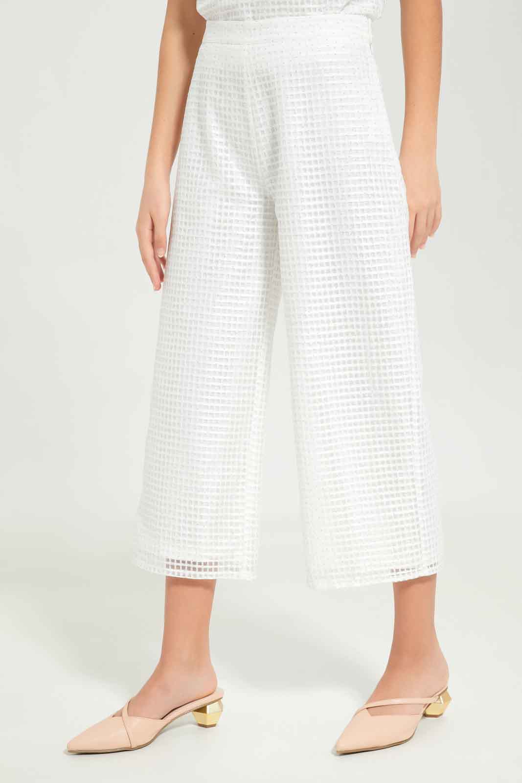 Redtag-Girls-White-Mesh-Culottes-Category:Trousers,-Colour:White,-Deals:New-In,-Dept:Girls,-EXE,-Filter:Senior-Girls-(8-to-14-Yrs),-GSR-Trousers,-New-In-GSR-APL,-Non-Sale,-S23B,-Section:Girls-(0-to-14Yrs)-Senior-Girls-9 to 14 Years