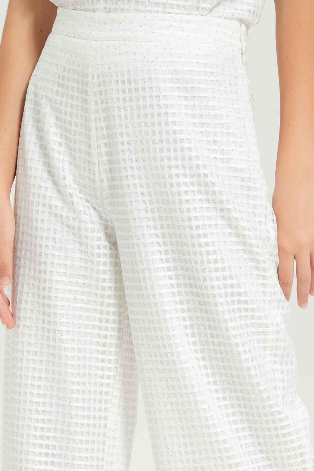 Redtag-Girls-White-Mesh-Culottes-Category:Trousers,-Colour:White,-Deals:New-In,-Dept:Girls,-EXE,-Filter:Senior-Girls-(8-to-14-Yrs),-GSR-Trousers,-New-In-GSR-APL,-Non-Sale,-S23B,-Section:Girls-(0-to-14Yrs)-Senior-Girls-9 to 14 Years