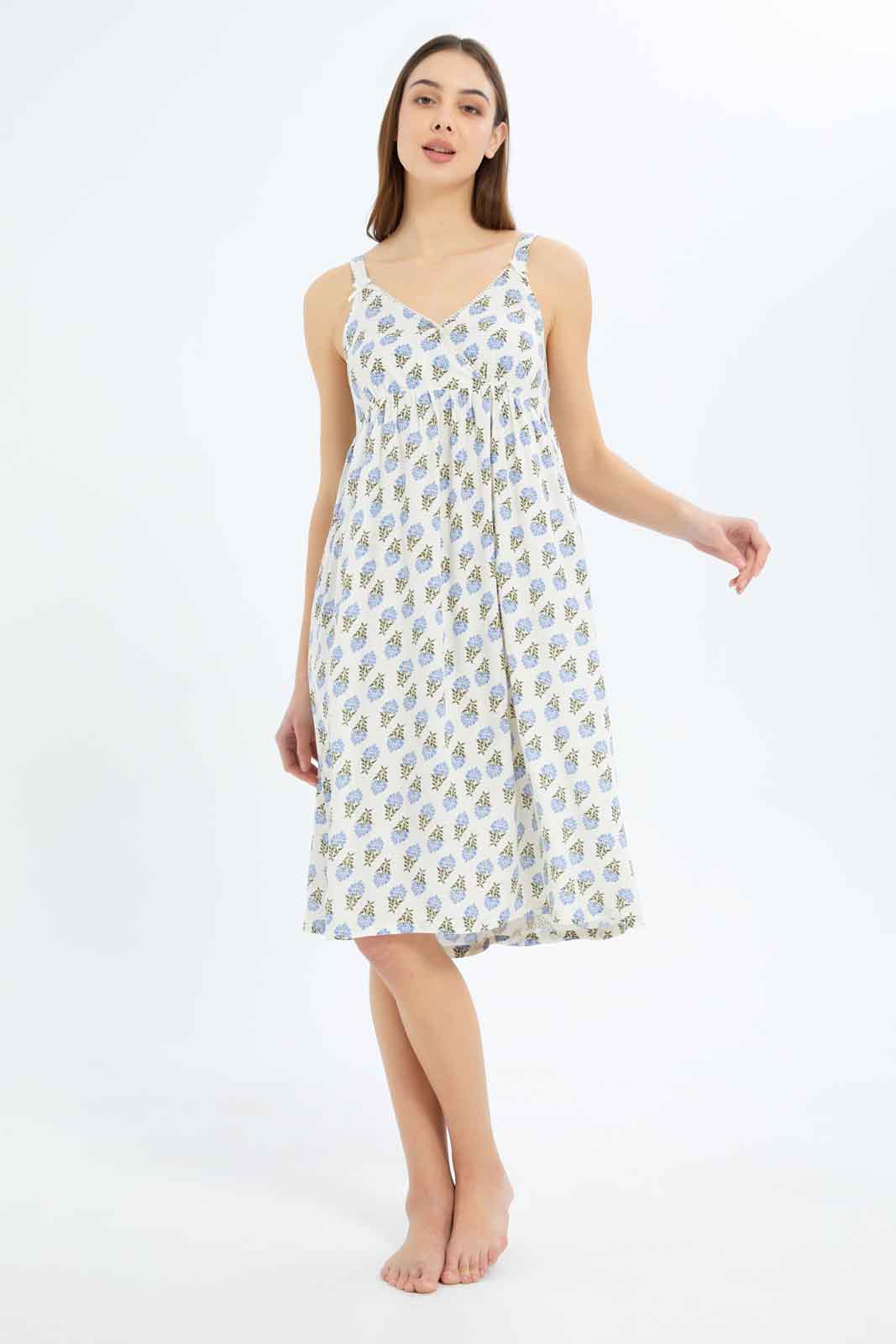Redtag-Women-Blue-Aop-Sleevesless-Nightgown-Category:Nightgowns,-Colour:Assorted,-Deals:New-In,-Dept:Ladieswear,-Filter:Women's-Clothing,-New-In-Women-APL,-Non-Sale,-S23B,-Section:Women,-Women-Nightgowns--