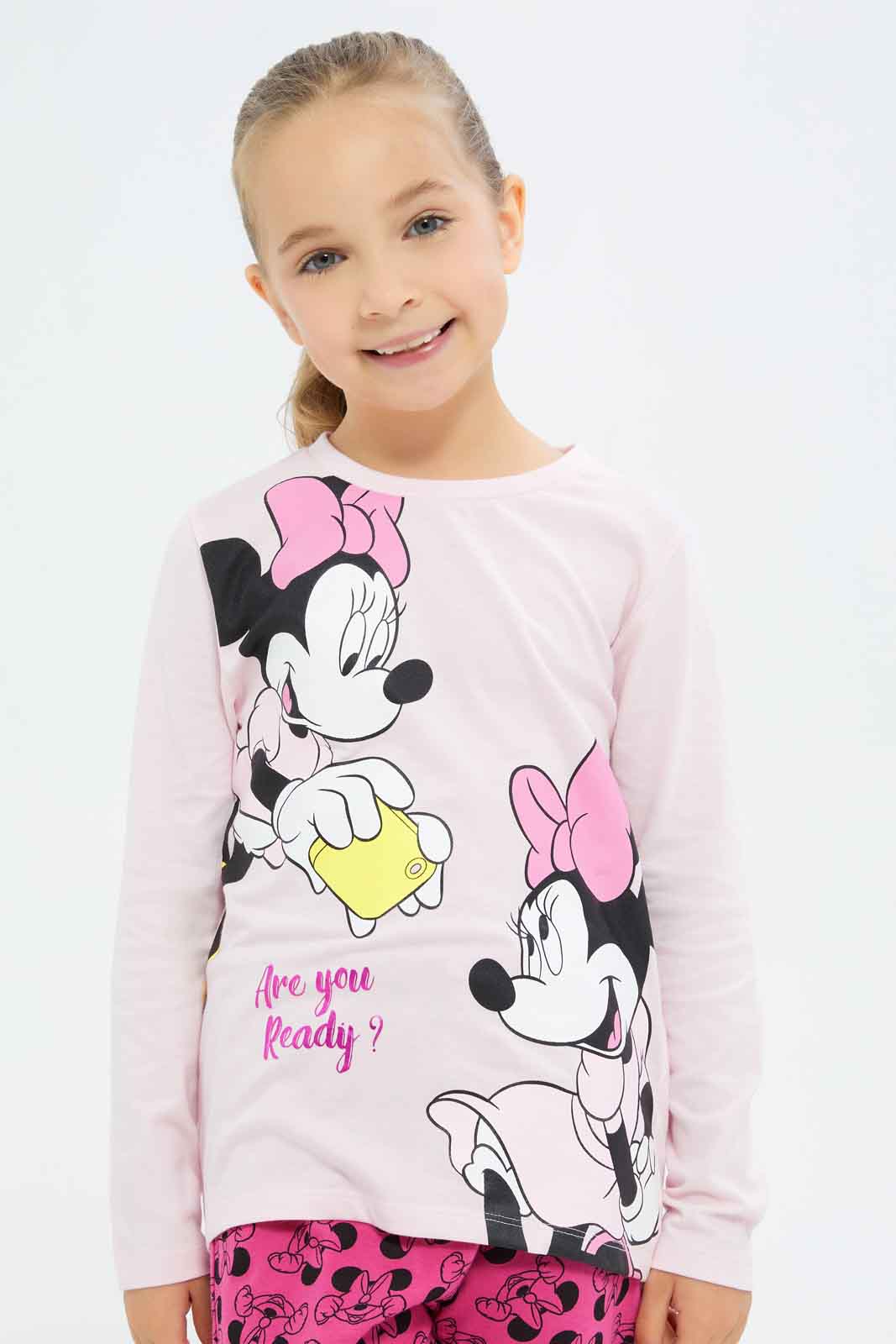 Redtag-Girls-Pink-Minnie-Mouse-Pj-Set-Category:Pyjama-Sets,-CHA,-Colour:Apricot,-Deals:New-In,-Dept:Girls,-Filter:Girls-(2-to-8-Yrs),-GIR-Pyjama-Sets,-New-In-GIR-APL,-Non-Sale,-S23A,-Section:Girls-(0-to-14Yrs)-Girls-2 to 8 Years