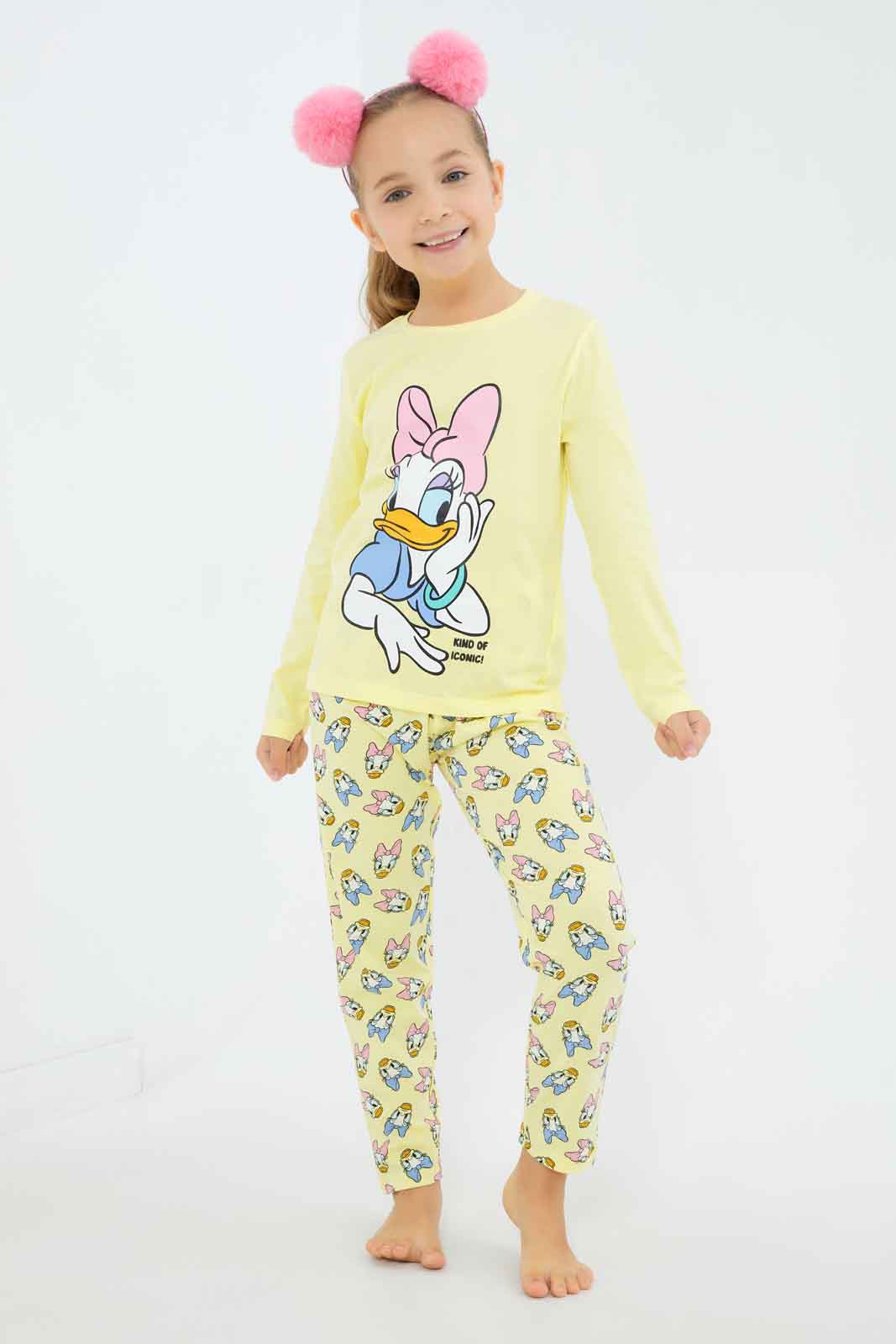 Redtag-Girls-Beige-Daisy-Duck-Pj-Set-Category:Pyjama-Sets,-Colour:Beige,-Deals:New-In,-Dept:Girls,-Filter:Girls-(2-to-8-Yrs),-GIR-Pyjama-Sets,-New-In-GIR-APL,-Non-Sale,-S23A,-Section:Girls-(0-to-14Yrs)-Girls-2 to 8 Years