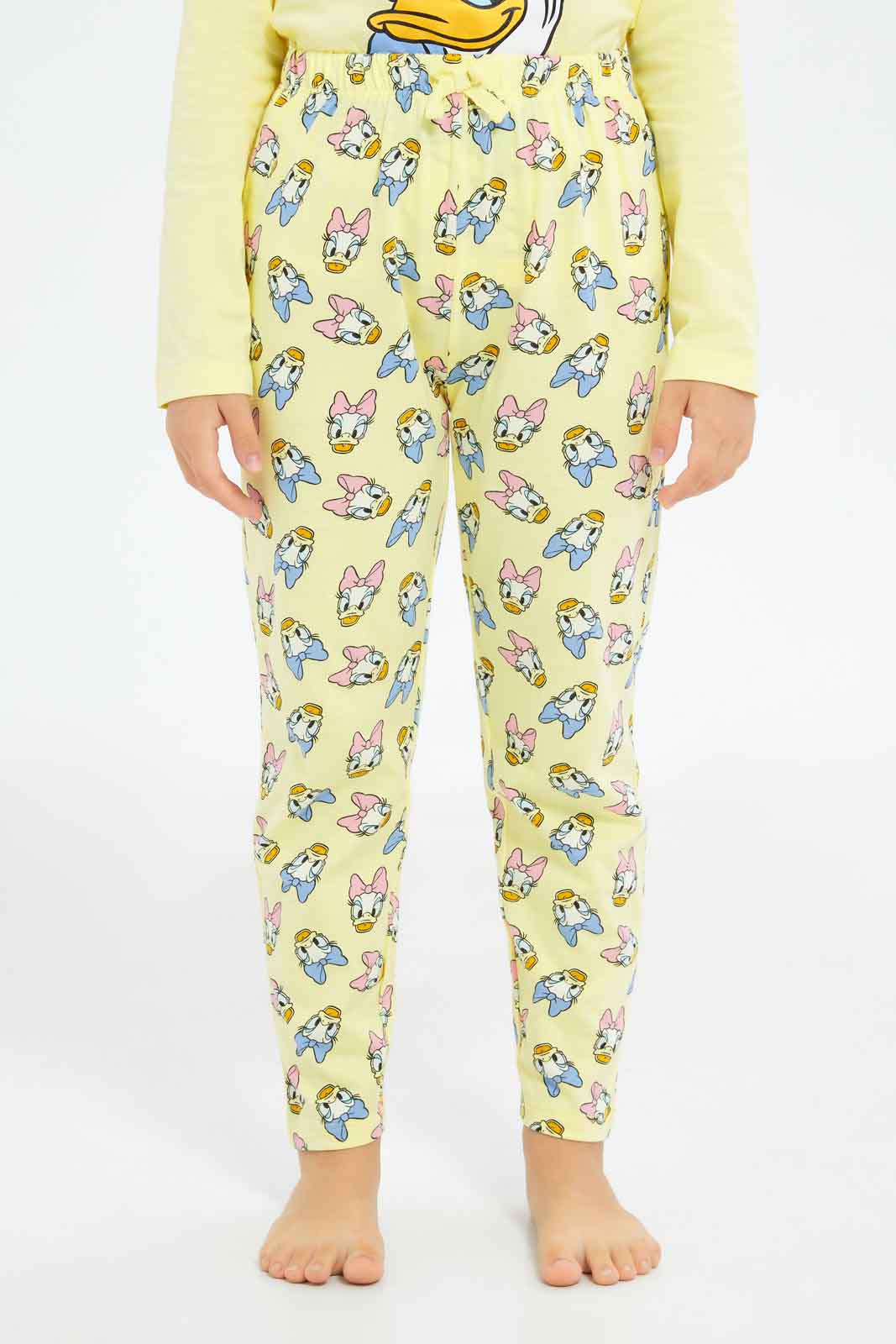 Redtag-Girls-Beige-Daisy-Duck-Pj-Set-Category:Pyjama-Sets,-Colour:Beige,-Deals:New-In,-Dept:Girls,-Filter:Girls-(2-to-8-Yrs),-GIR-Pyjama-Sets,-New-In-GIR-APL,-Non-Sale,-S23A,-Section:Girls-(0-to-14Yrs)-Girls-2 to 8 Years