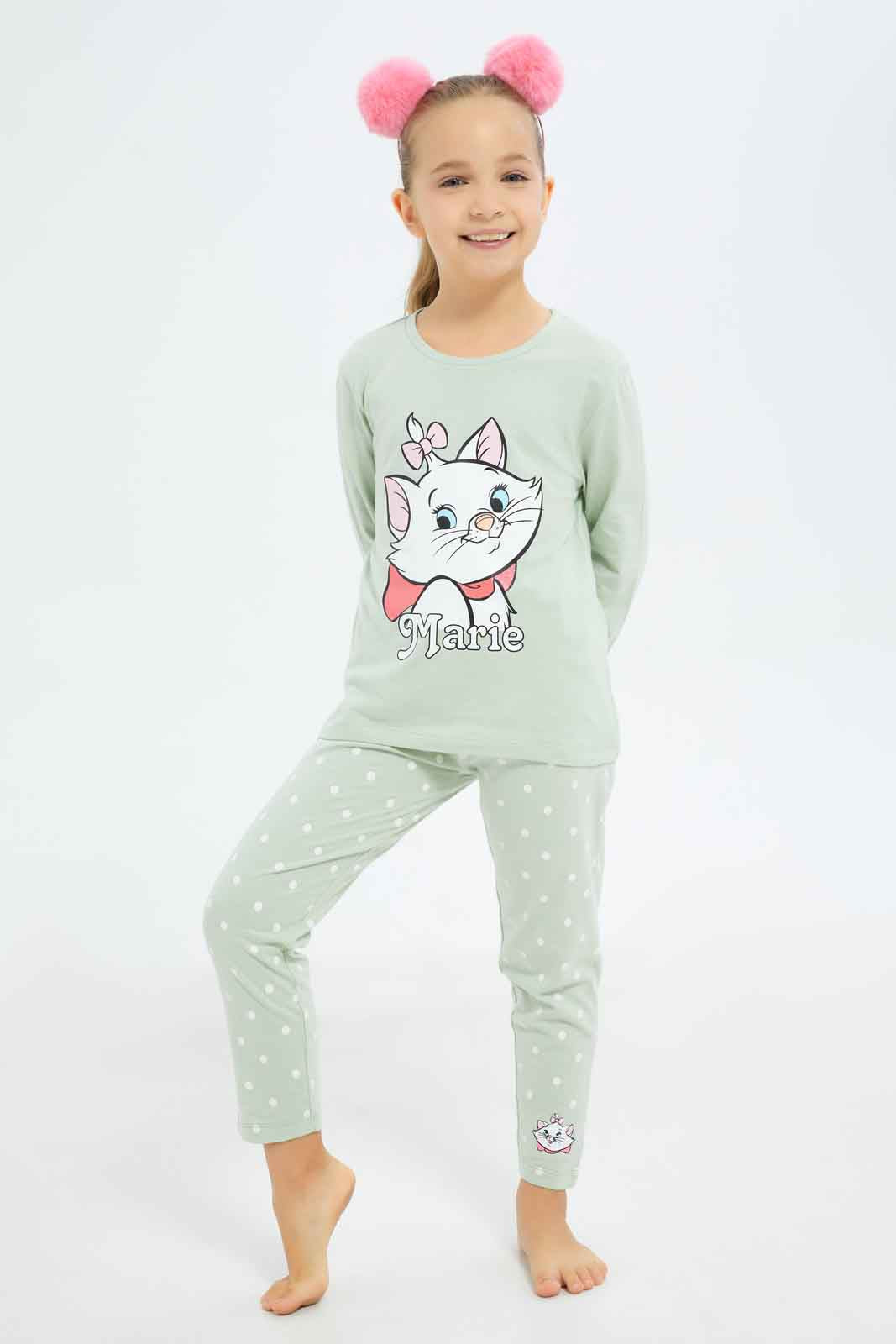 Redtag-Girls-Green-Marie-Pj-Set-Category:Pyjama-Sets,-Colour:Green,-Deals:New-In,-Dept:Girls,-Filter:Girls-(2-to-8-Yrs),-GIR-Pyjama-Sets,-New-In-GIR-APL,-Non-Sale,-S23A,-Section:Girls-(0-to-14Yrs)-Girls-2 to 8 Years
