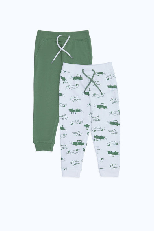 Redtag-Boys-Green-And-White-Car-Aop-2-Pack-Track-Category:Joggers,-Colour:Green,-Deals:New-In,-Dept:Boys,-Filter:Infant-Boys-(3-to-24-Mths),-H1:KWR,-H2:INB,-H3:SPW,-H4:ATP,-INB-Joggers,-New-In-INB-APL,-Non-Sale,-S23B,-Season:S23B,-Section:Boys-(0-to-14Yrs)-Infant-Boys-3 to 24 Months