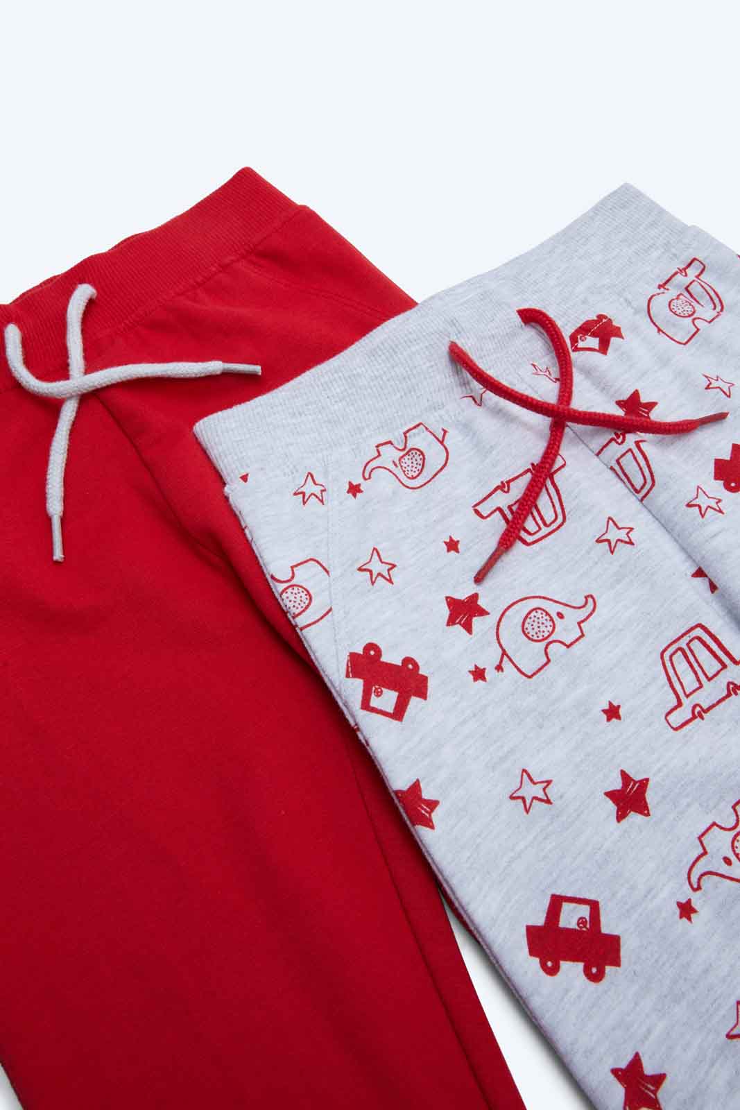 Redtag-Boys-Red-And-Grey-Aop-2-Pack-Track-Category:Joggers,-Colour:Red,-Deals:New-In,-Dept:Boys,-Filter:Infant-Boys-(3-to-24-Mths),-INB-Joggers,-New-In-INB-APL,-Non-Sale,-S23B,-Section:Boys-(0-to-14Yrs)-Infant-Boys-3 to 24 Months