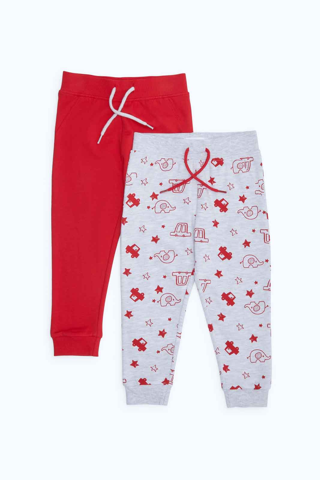 Redtag-Boys-Red-And-Grey-Aop-2-Pack-Track-Category:Joggers,-Colour:Red,-Deals:New-In,-Dept:Boys,-Filter:Infant-Boys-(3-to-24-Mths),-INB-Joggers,-New-In-INB-APL,-Non-Sale,-S23B,-Section:Boys-(0-to-14Yrs)-Infant-Boys-3 to 24 Months