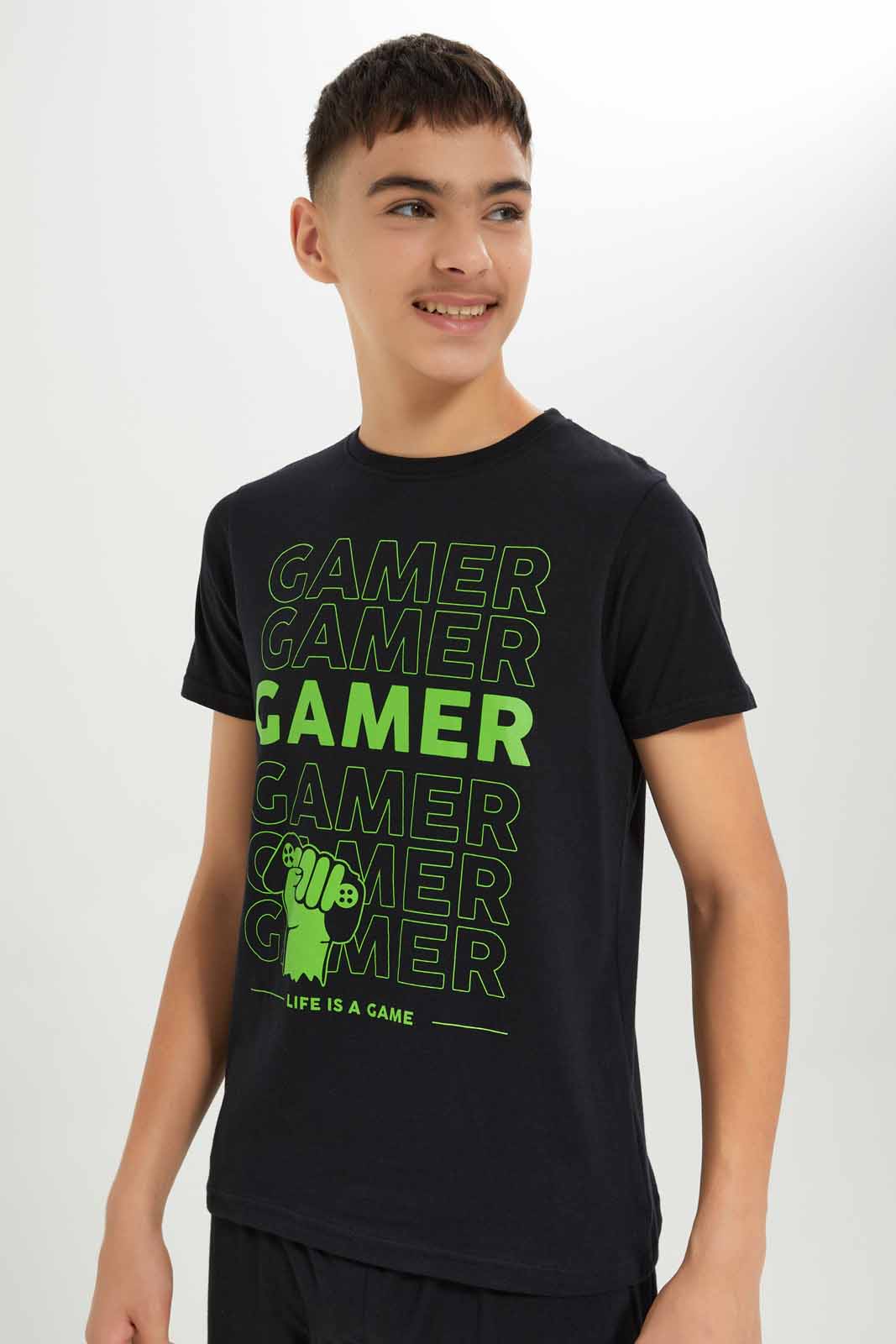 Redtag-Boys-Black-Gamer-Nightsuit-BSR-Pyjama-Sets,-Category:Pyjama-Sets,-Colour:Black,-Deals:New-In,-Dept:Boys,-Filter:Senior-Boys-(8-to-14-Yrs),-New-In-BSR-APL,-Non-Sale,-S23B,-Section:Boys-(0-to-14Yrs)-Senior-Boys-9 to 14 Years