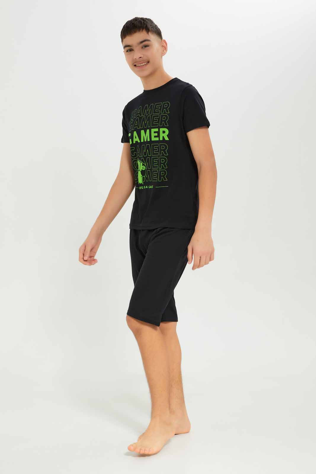 Redtag-Boys-Black-Gamer-Nightsuit-BSR-Pyjama-Sets,-Category:Pyjama-Sets,-Colour:Black,-Deals:New-In,-Dept:Boys,-Filter:Senior-Boys-(8-to-14-Yrs),-New-In-BSR-APL,-Non-Sale,-S23B,-Section:Boys-(0-to-14Yrs)-Senior-Boys-9 to 14 Years
