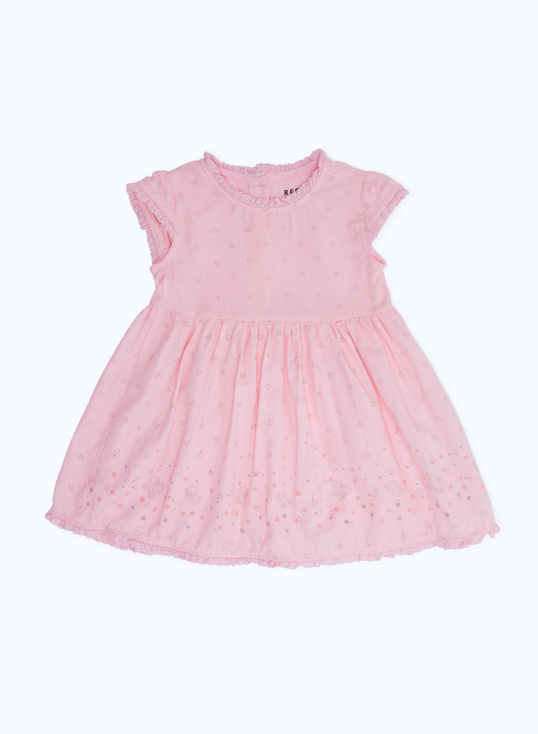 Redtag-Girls-Pink-Woven-Frill-Dress-Category:Dresses,-Colour:White,-Deals:New-In,-Dept:New-Born,-Filter:Baby-(0-to-12-Mths),-H1:KWR,-H2:NBF,-H3:DRS,-H4:CAD,-NBG-Dresses,-New-In-NBG-APL,-Non-Sale,-S23B,-Season:S23B,-Section:Boys-(0-to-14Yrs)-Baby-0 to 12 Months