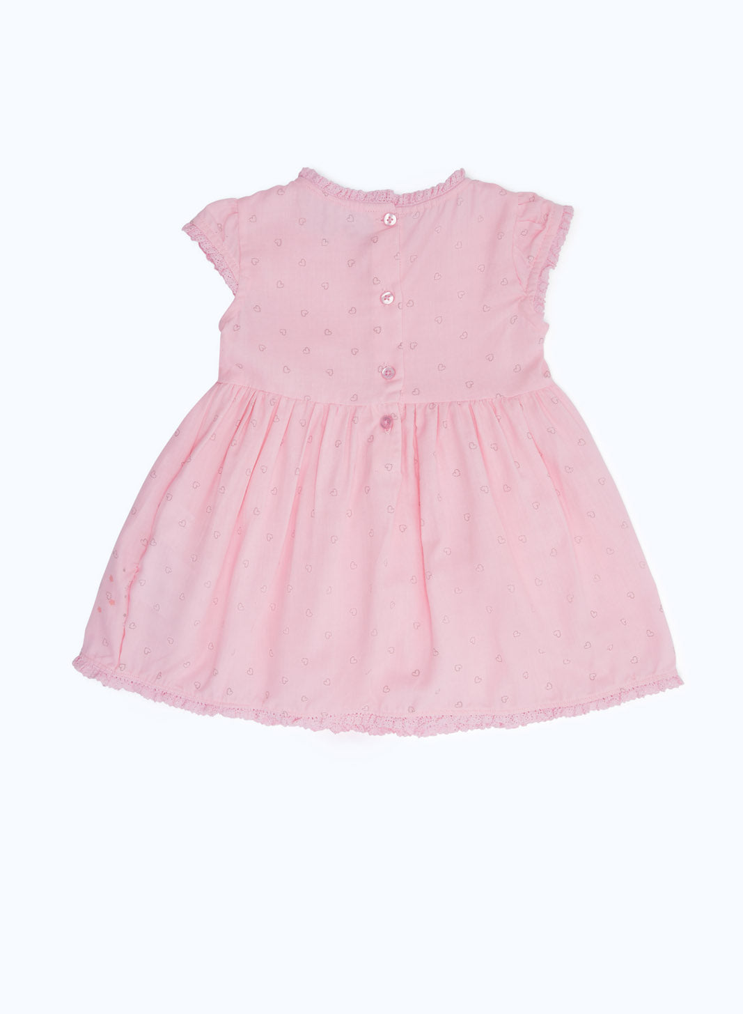 Redtag-Girls-Pink-Woven-Frill-Dress-Category:Dresses,-Colour:White,-Deals:New-In,-Dept:New-Born,-Filter:Baby-(0-to-12-Mths),-H1:KWR,-H2:NBF,-H3:DRS,-H4:CAD,-NBG-Dresses,-New-In-NBG-APL,-Non-Sale,-S23B,-Season:S23B,-Section:Boys-(0-to-14Yrs)-Baby-0 to 12 Months