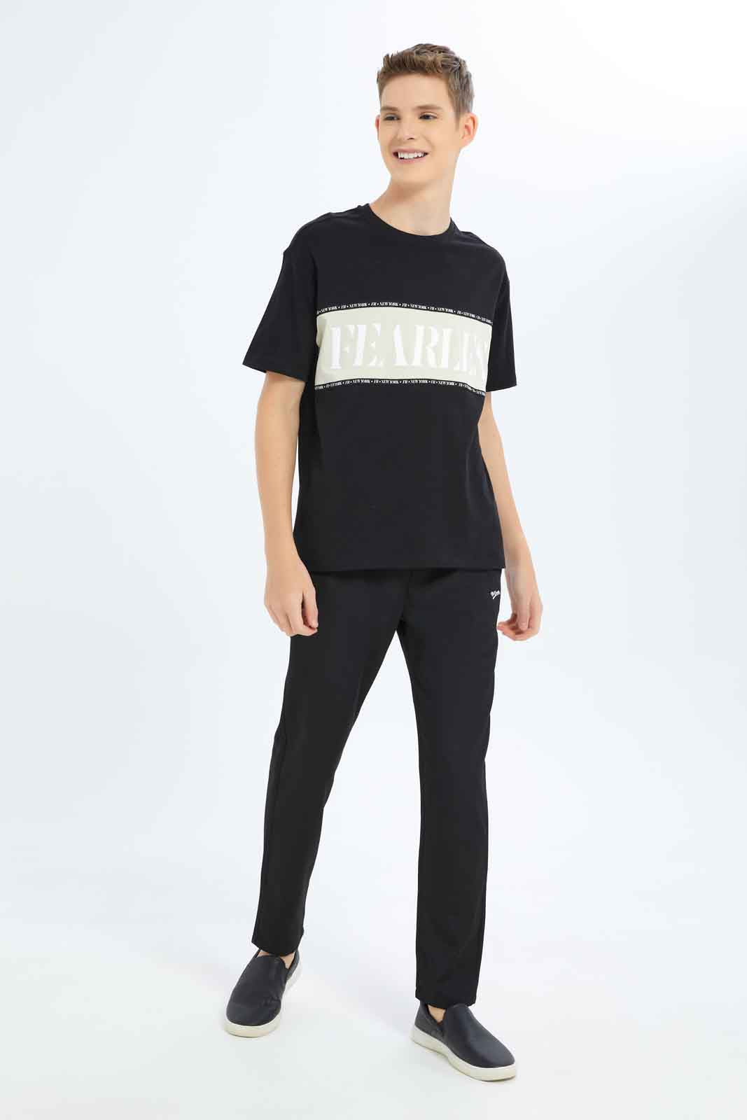 Redtag-Boys-Black-Plain-Pull-On-Casual-Trouser-BSR-Trousers,-Category:Trousers,-Colour:Black,-Deals:New-In,-Dept:Boys,-Filter:Senior-Boys-(8-to-14-Yrs),-New-In-BSR-APL,-Non-Sale,-S23B,-Section:Boys-(0-to-14Yrs)-Senior-Boys-9 to 14 Years
