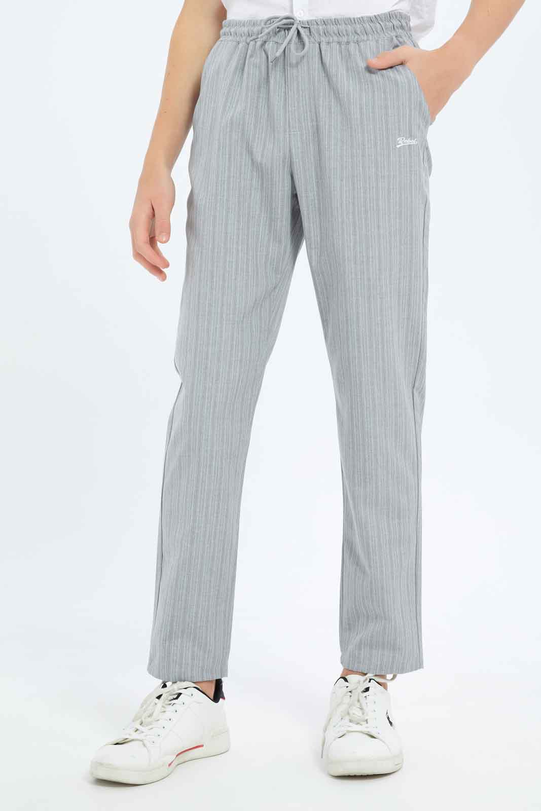 Redtag-Boys-Grey-Stripe-Pull-On-Casual-Trouser-BSR-Trousers,-Category:Trousers,-Colour:Grey,-Deals:New-In,-Dept:Boys,-Filter:Senior-Boys-(8-to-14-Yrs),-New-In-BSR-APL,-Non-Sale,-S23B,-Section:Boys-(0-to-14Yrs)-Senior-Boys-9 to 14 Years