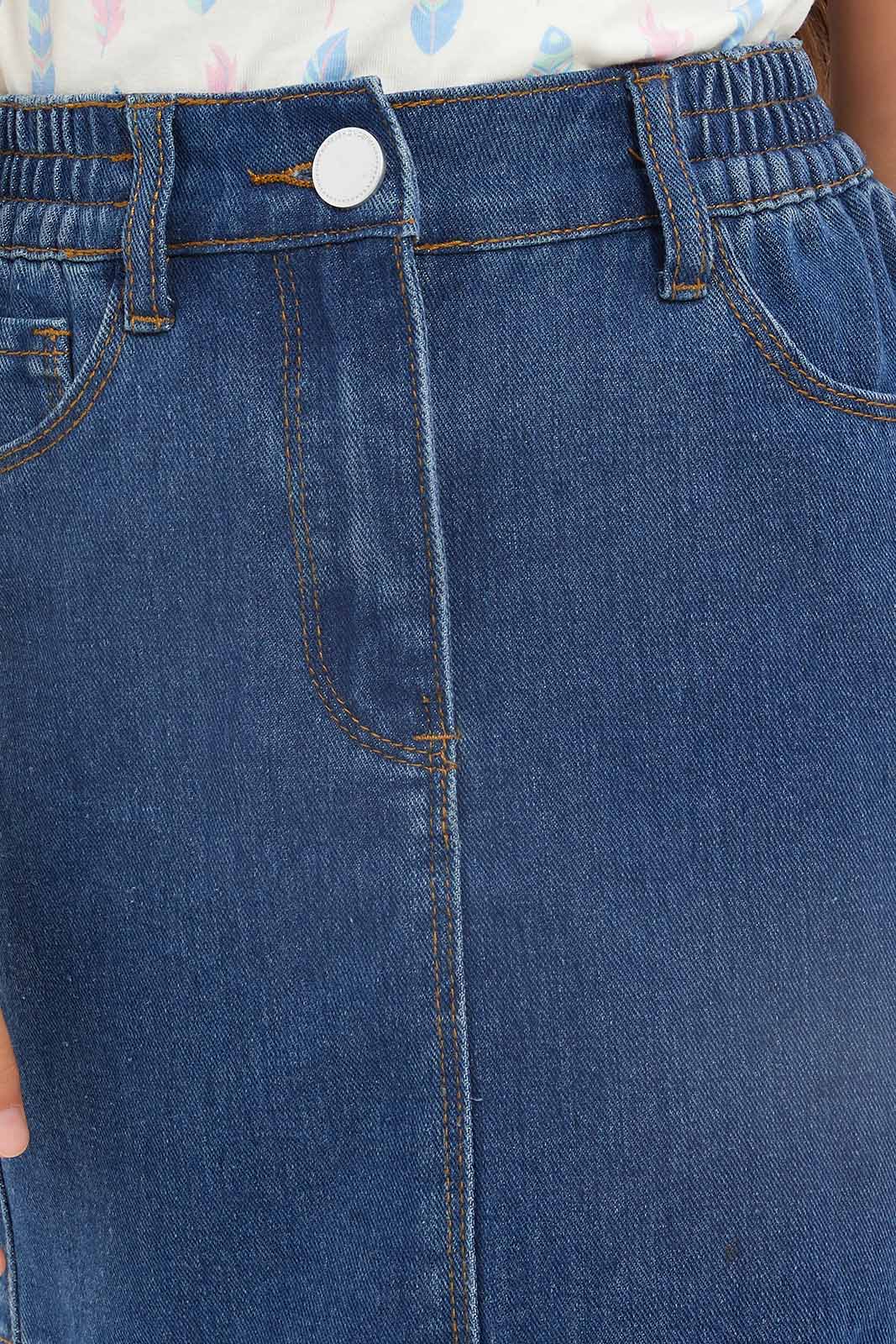 Redtag-Girls-Denim-Skirt---Blue-Category:Skirts,-Colour:Blue,-Deals:New-In,-Dept:Girls,-Filter:Girls-(2-to-8-Yrs),-GIR-Skirts,-New-In-GIR-APL,-Non-Sale,-S23B,-Section:Girls-(0-to-14Yrs)-Girls-2 to 8 Years